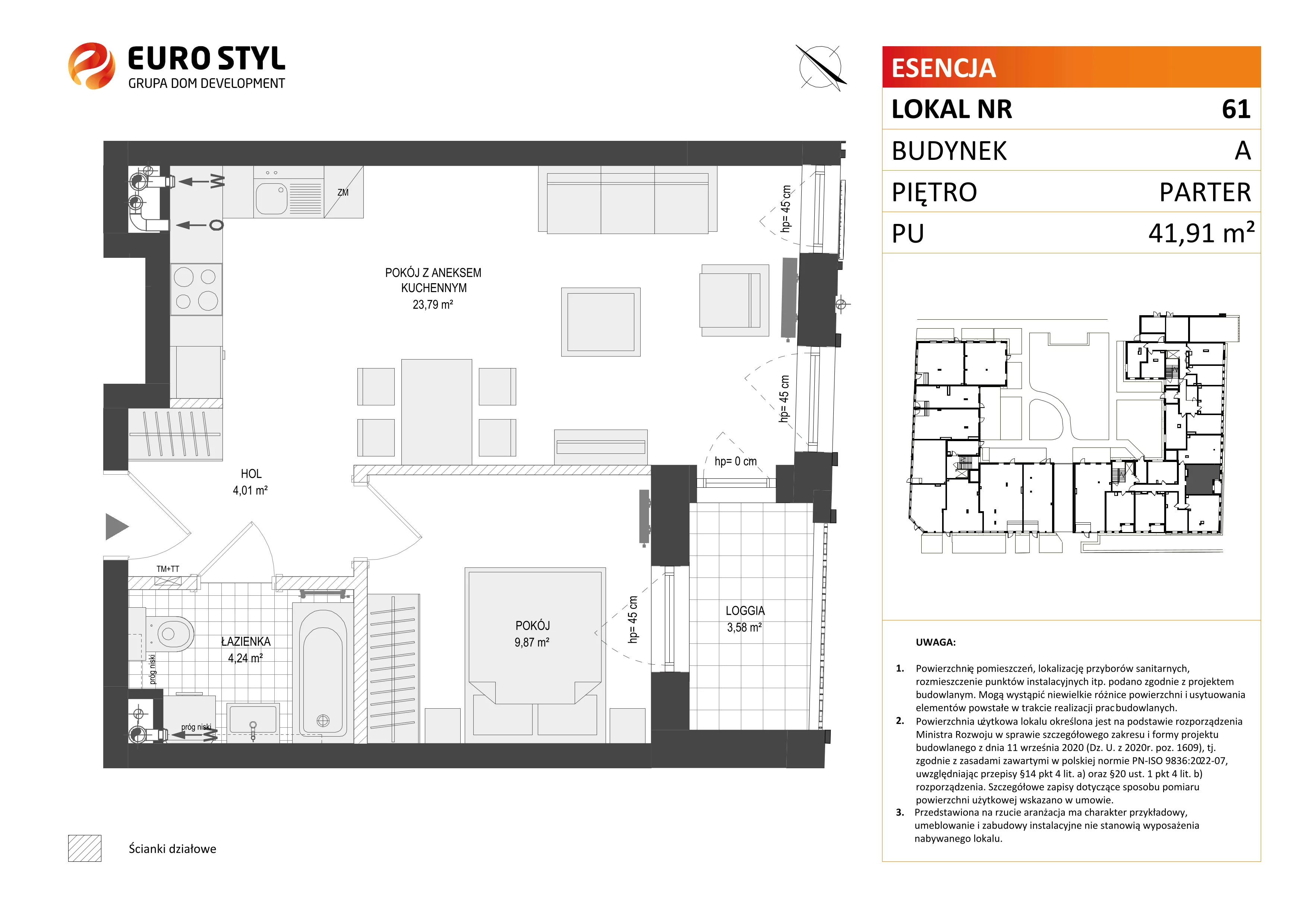 Mieszkanie 41,91 m², parter, oferta nr A/61, Esencja, Gdańsk, Śródmieście, Dolne Miasto, ul. Kamienna Grobla / Jałmużnicza