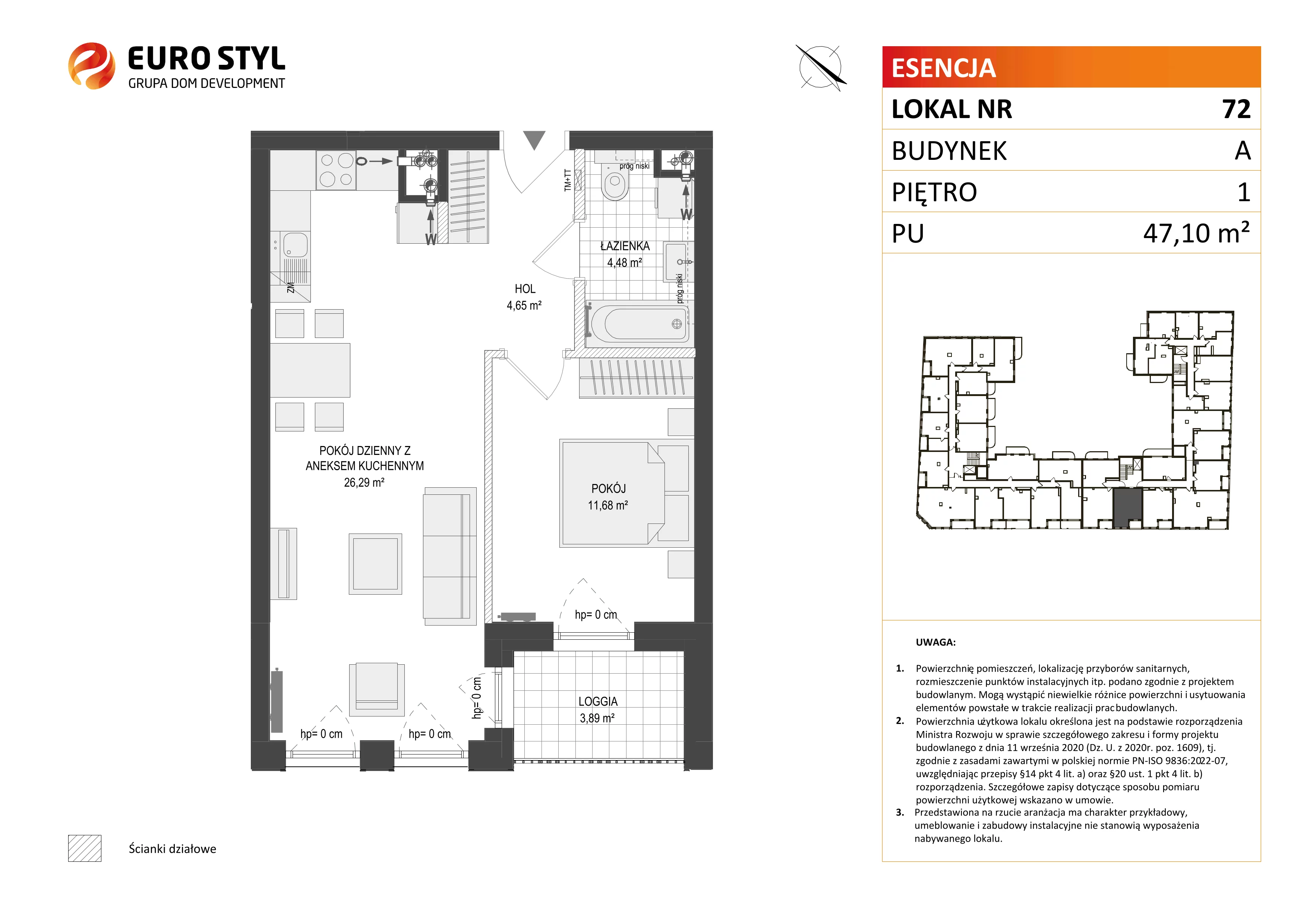 2 pokoje, mieszkanie 47,10 m², piętro 1, oferta nr A/72, Esencja, Gdańsk, Śródmieście, Dolne Miasto, ul. Kamienna Grobla / Jałmużnicza