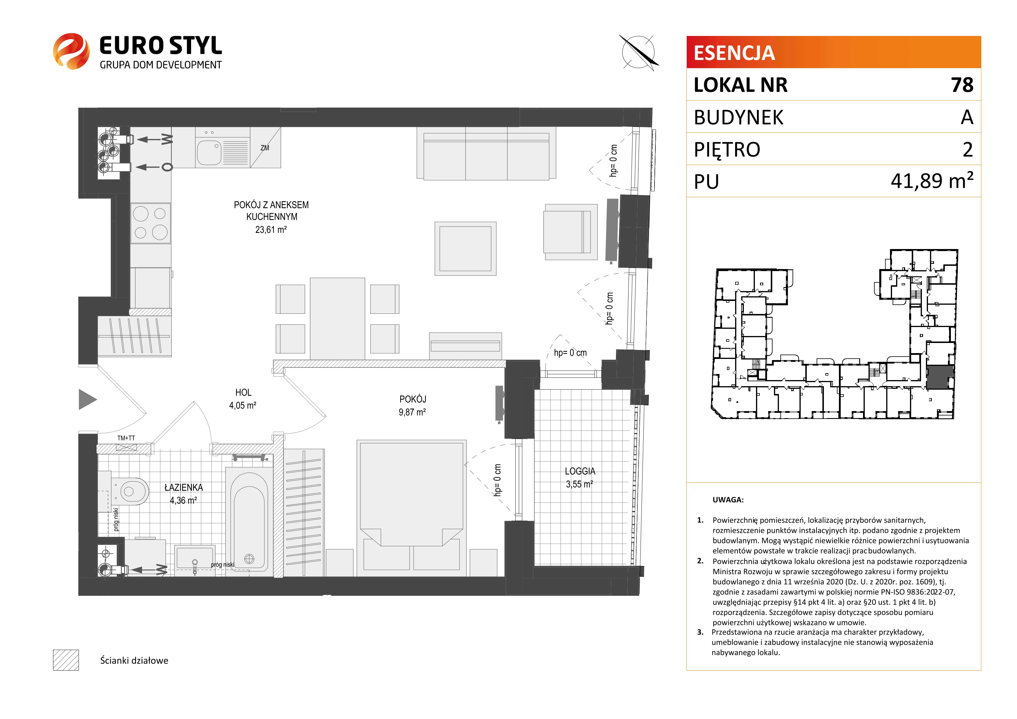 Mieszkanie 41,89 m², piętro 2, oferta nr A/78, Esencja, Gdańsk, Śródmieście, Dolne Miasto, ul. Kamienna Grobla / Jałmużnicza