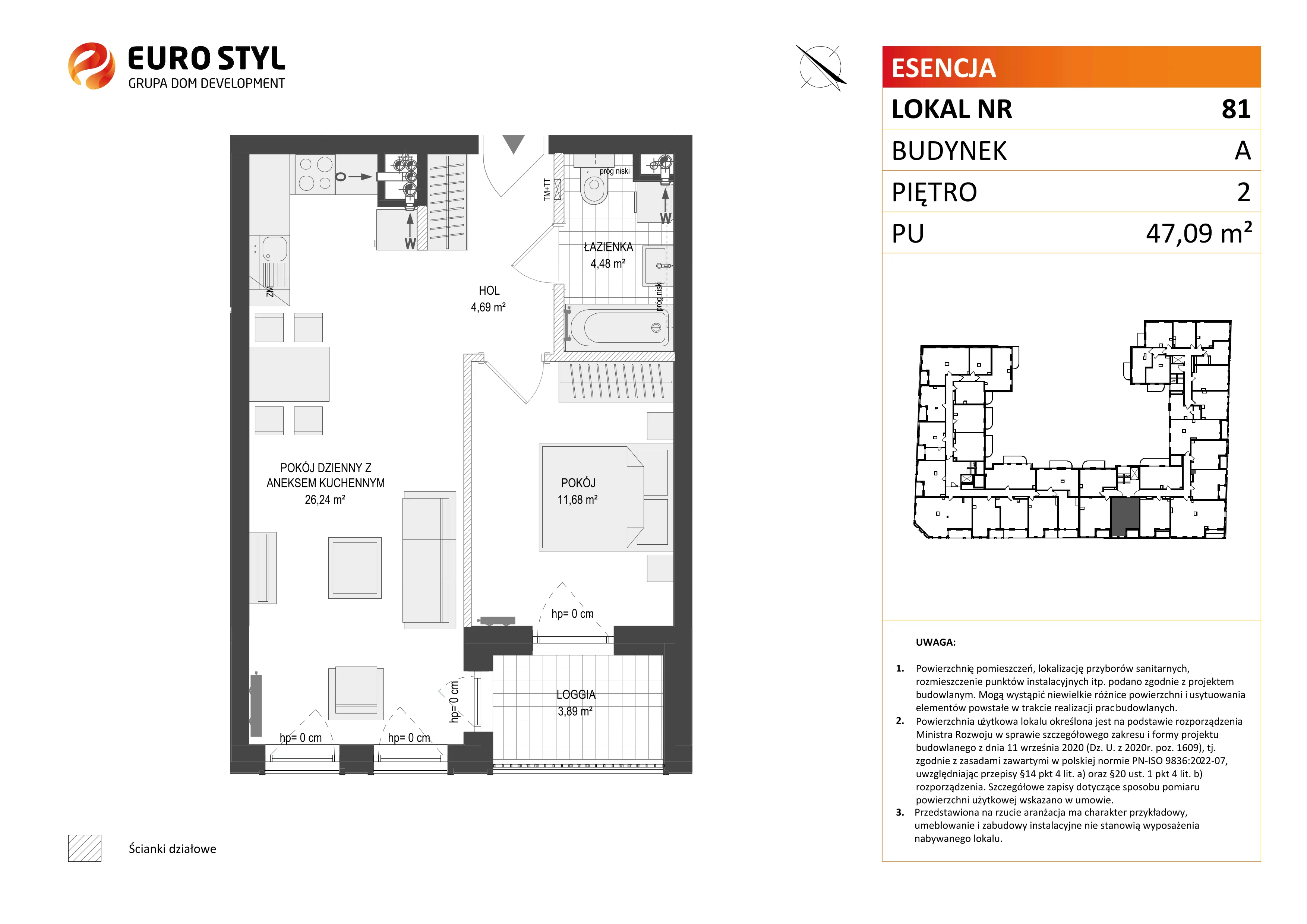 2 pokoje, mieszkanie 47,09 m², piętro 2, oferta nr A/81, Esencja, Gdańsk, Śródmieście, Dolne Miasto, ul. Kamienna Grobla / Jałmużnicza