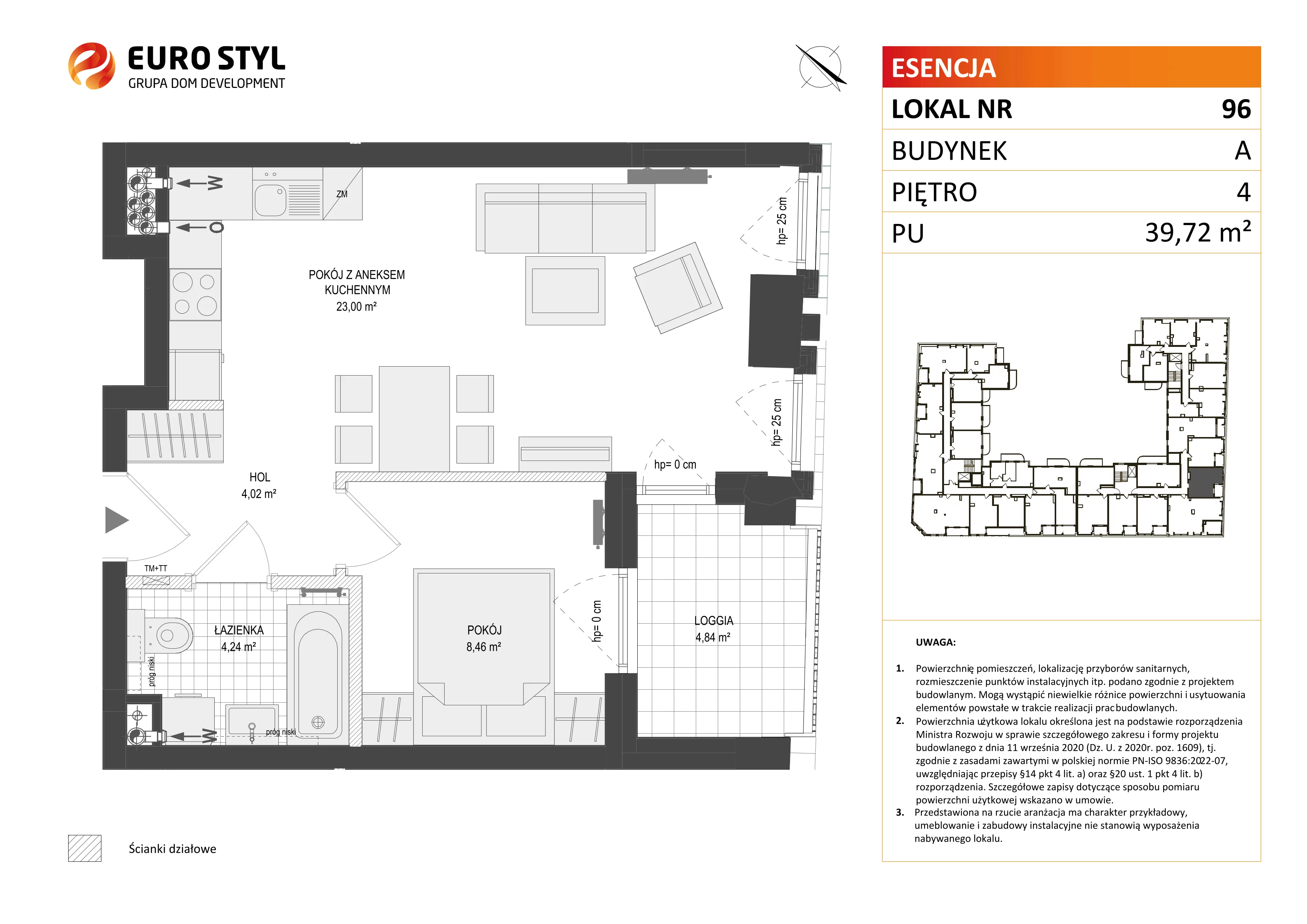 Mieszkanie 39,72 m², piętro 4, oferta nr A/96, Esencja, Gdańsk, Śródmieście, Dolne Miasto, ul. Kamienna Grobla / Jałmużnicza