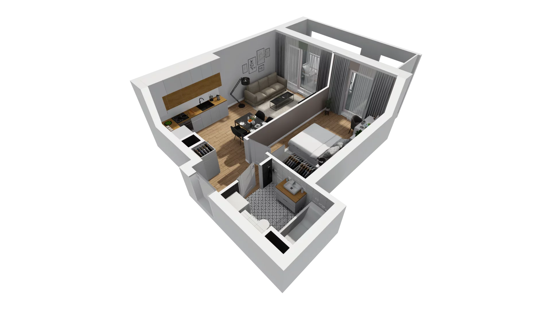2 pokoje, mieszkanie 40,58 m², piętro 1, oferta nr A/4, Esencja, Gdańsk, Śródmieście, Dolne Miasto, ul. Kamienna Grobla / Jałmużnicza