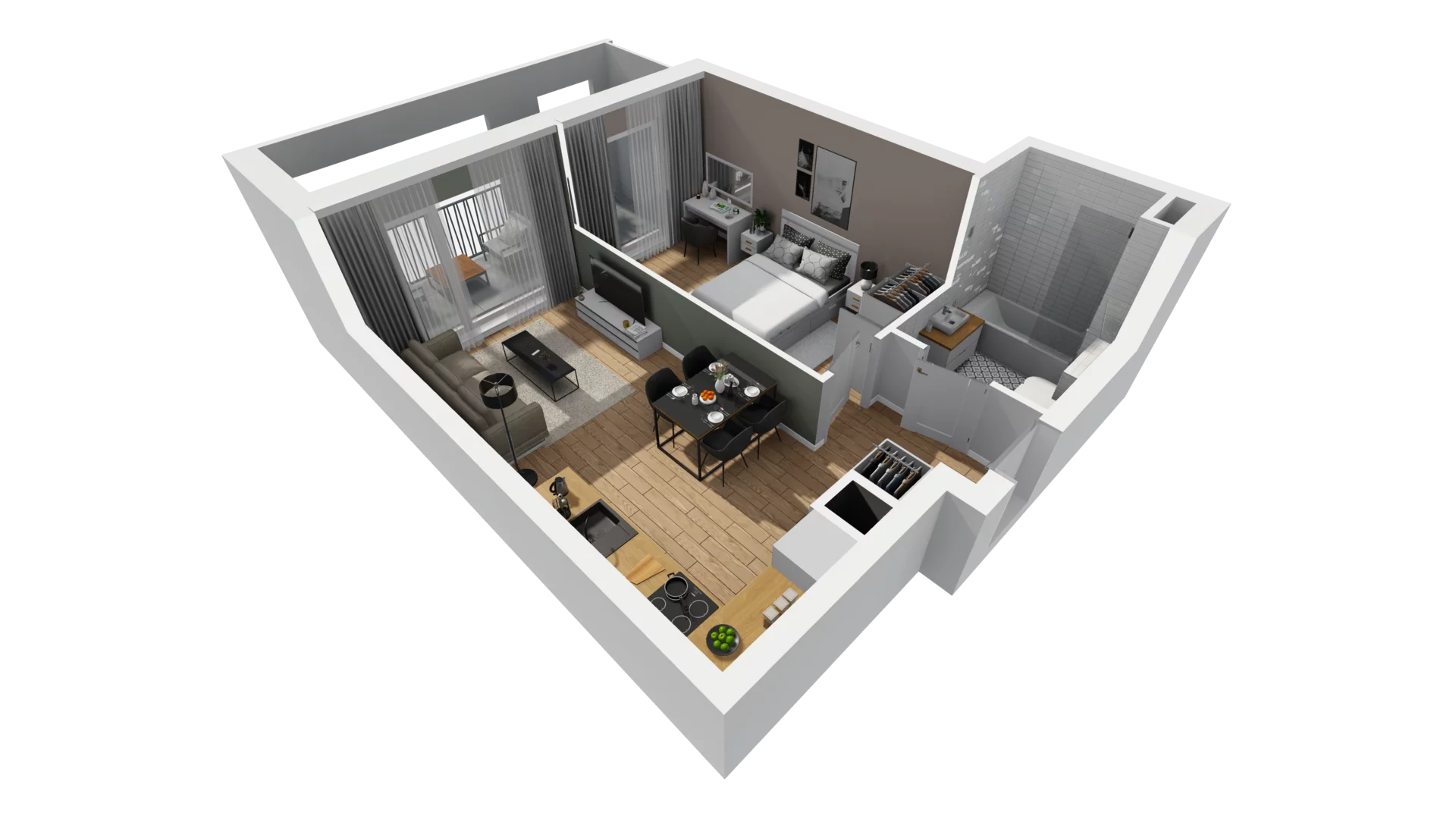 2 pokoje, mieszkanie 40,58 m², piętro 1, oferta nr A/4, Esencja, Gdańsk, Śródmieście, Dolne Miasto, ul. Kamienna Grobla / Jałmużnicza