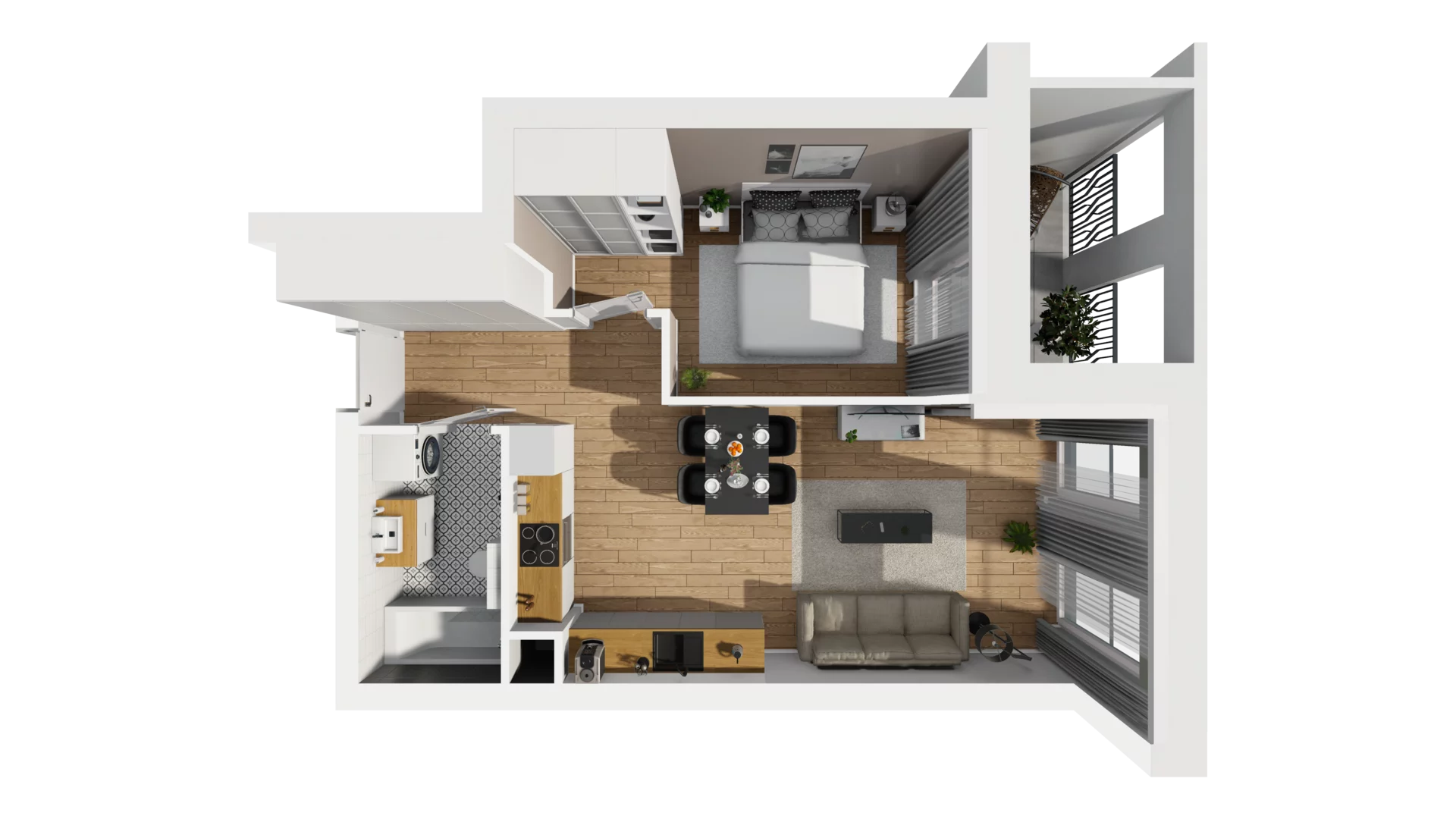 2 pokoje, mieszkanie 43,86 m², piętro 1, oferta nr A/5, Esencja, Gdańsk, Śródmieście, Dolne Miasto, ul. Kamienna Grobla / Jałmużnicza