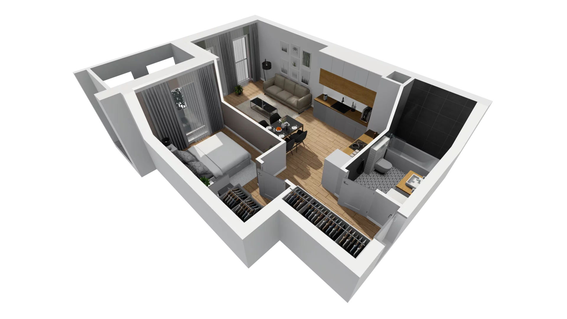 2 pokoje, mieszkanie 43,86 m², piętro 1, oferta nr A/5, Esencja, Gdańsk, Śródmieście, Dolne Miasto, ul. Kamienna Grobla / Jałmużnicza