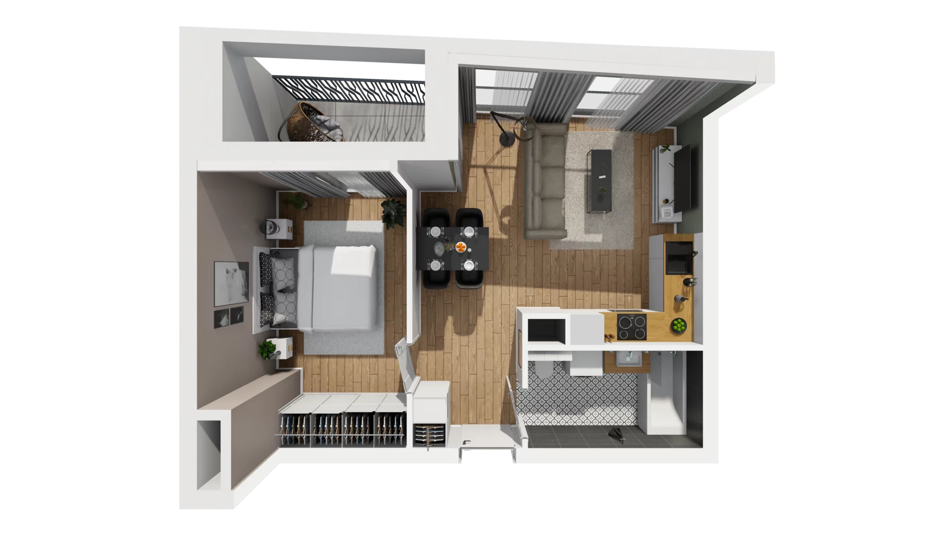 2 pokoje, mieszkanie 41,20 m², piętro 1, oferta nr A/7, Esencja, Gdańsk, Śródmieście, Dolne Miasto, ul. Kamienna Grobla / Jałmużnicza