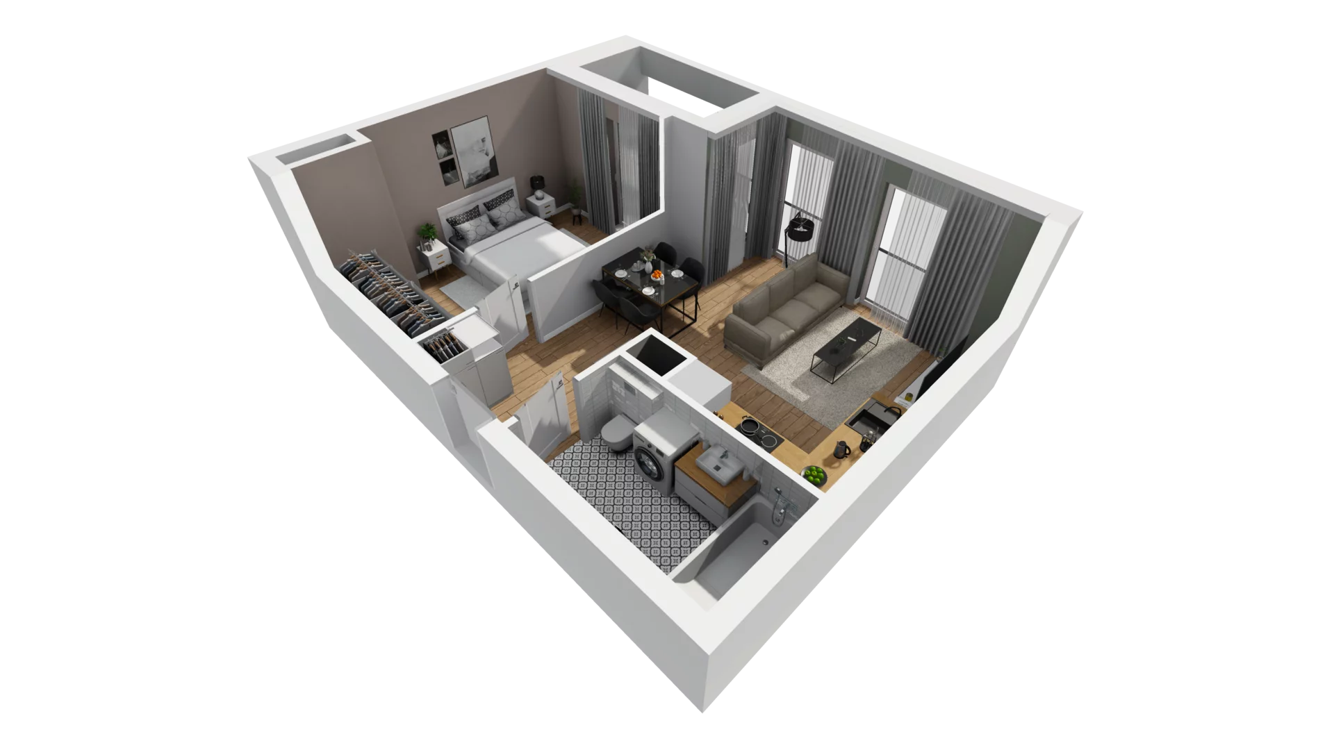 2 pokoje, mieszkanie 41,20 m², piętro 1, oferta nr A/7, Esencja, Gdańsk, Śródmieście, Dolne Miasto, ul. Kamienna Grobla / Jałmużnicza