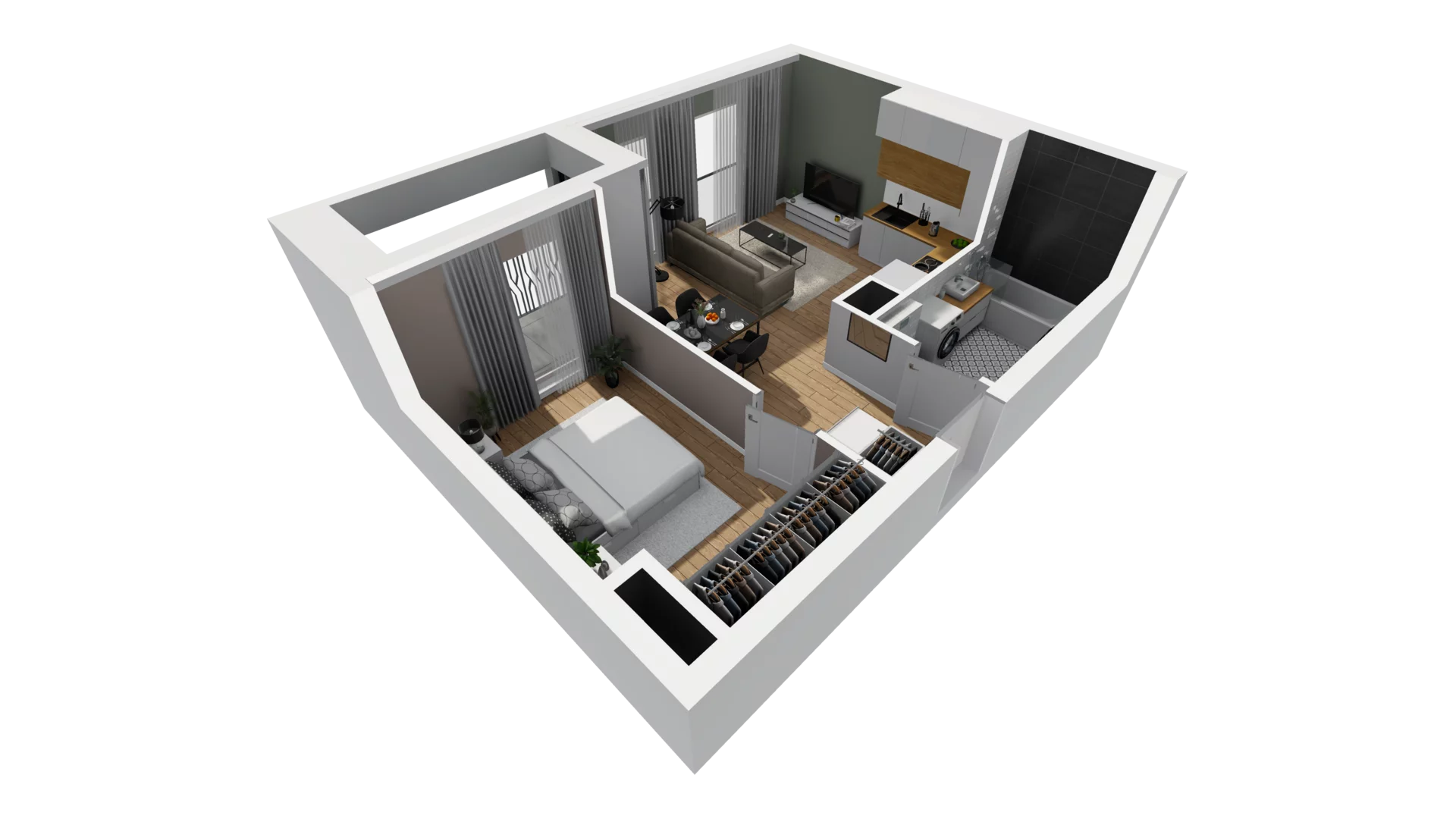 2 pokoje, mieszkanie 41,20 m², piętro 1, oferta nr A/7, Esencja, Gdańsk, Śródmieście, Dolne Miasto, ul. Kamienna Grobla / Jałmużnicza