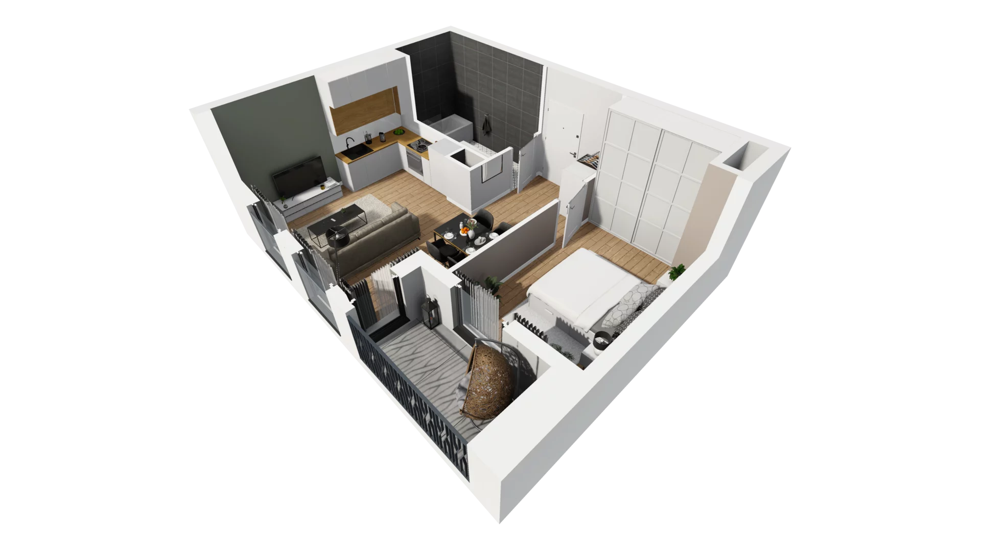 2 pokoje, mieszkanie 41,20 m², piętro 1, oferta nr A/7, Esencja, Gdańsk, Śródmieście, Dolne Miasto, ul. Kamienna Grobla / Jałmużnicza