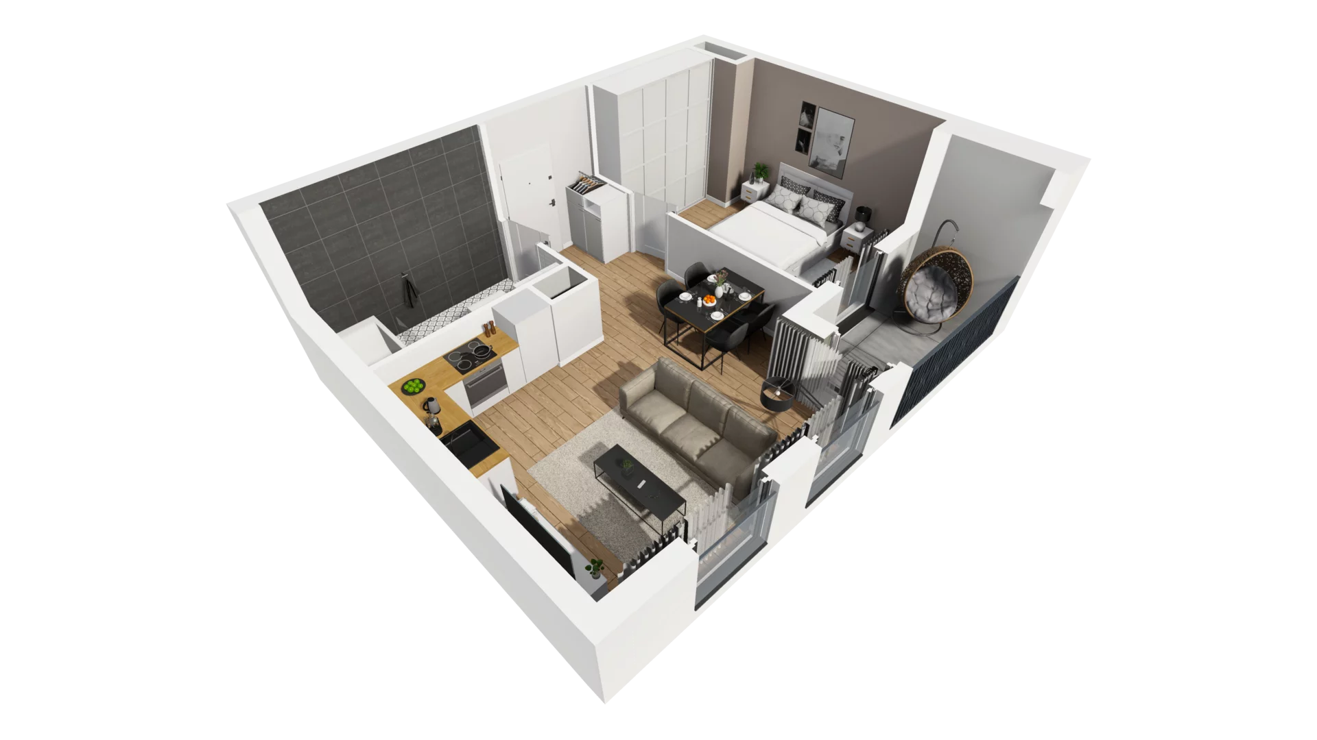 2 pokoje, mieszkanie 41,20 m², piętro 1, oferta nr A/7, Esencja, Gdańsk, Śródmieście, Dolne Miasto, ul. Kamienna Grobla / Jałmużnicza