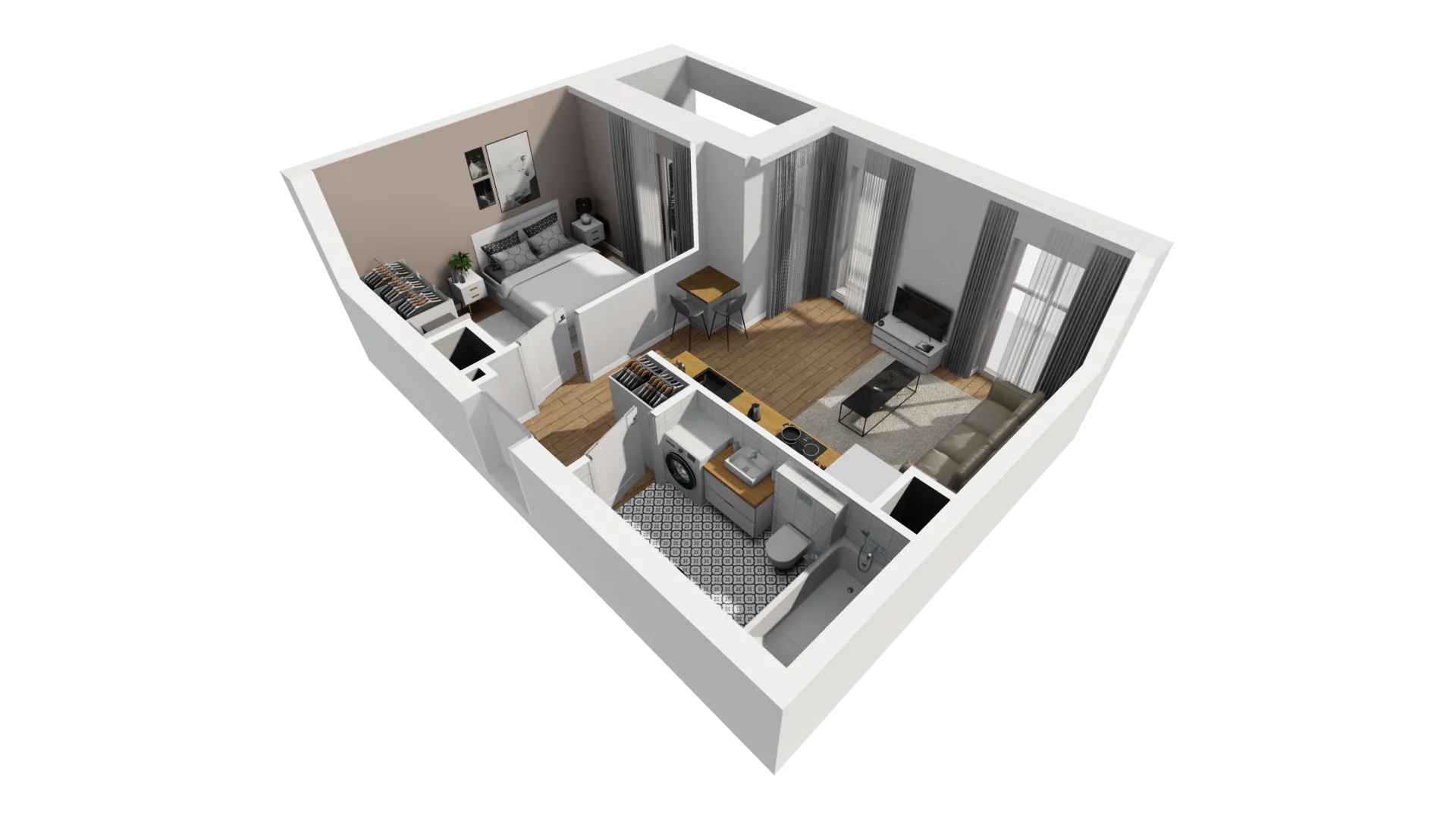 2 pokoje, mieszkanie 34,73 m², piętro 1, oferta nr A/9, Esencja, Gdańsk, Śródmieście, Dolne Miasto, ul. Kamienna Grobla / Jałmużnicza