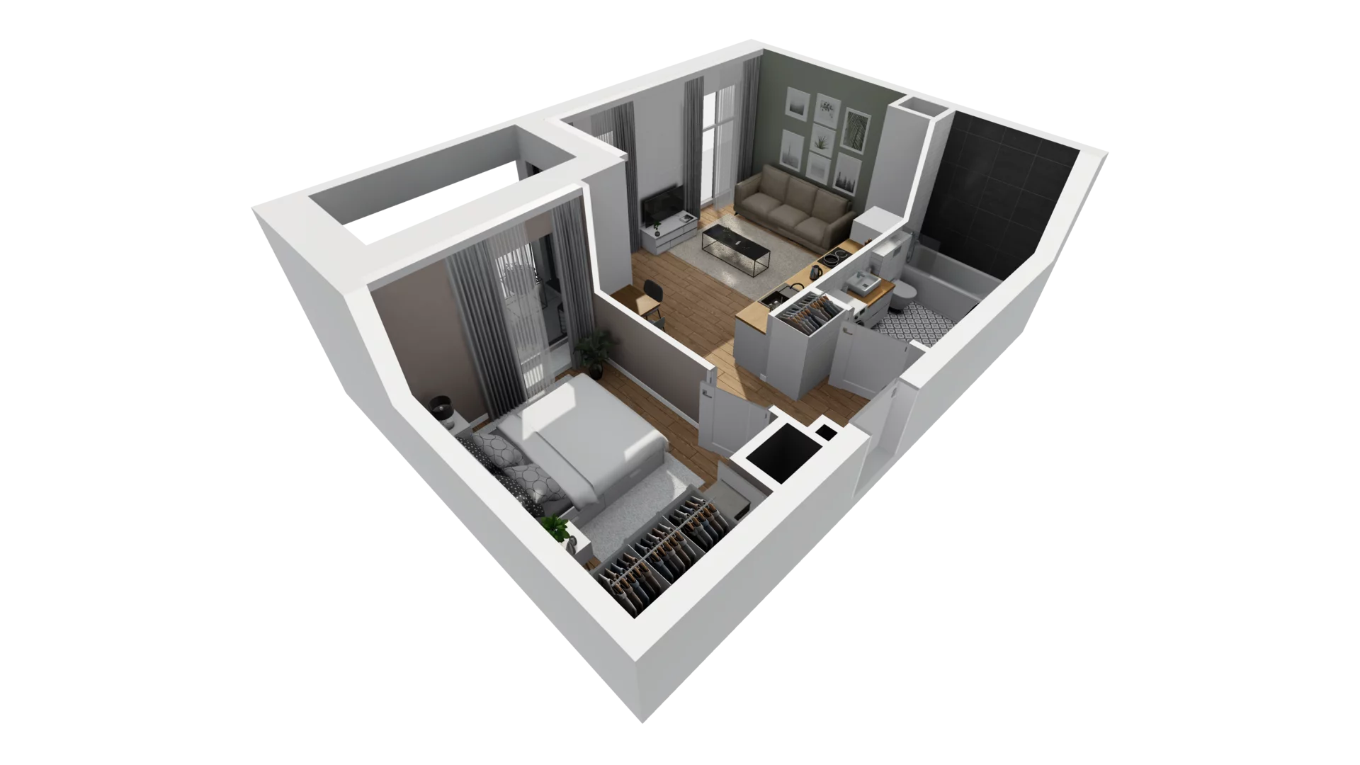 2 pokoje, mieszkanie 34,73 m², piętro 1, oferta nr A/9, Esencja, Gdańsk, Śródmieście, Dolne Miasto, ul. Kamienna Grobla / Jałmużnicza