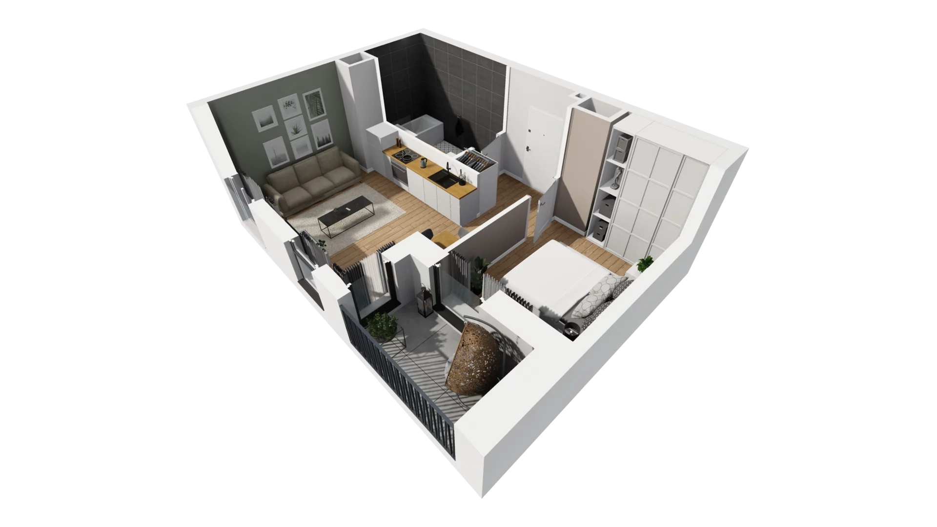 2 pokoje, mieszkanie 34,73 m², piętro 1, oferta nr A/9, Esencja, Gdańsk, Śródmieście, Dolne Miasto, ul. Kamienna Grobla / Jałmużnicza