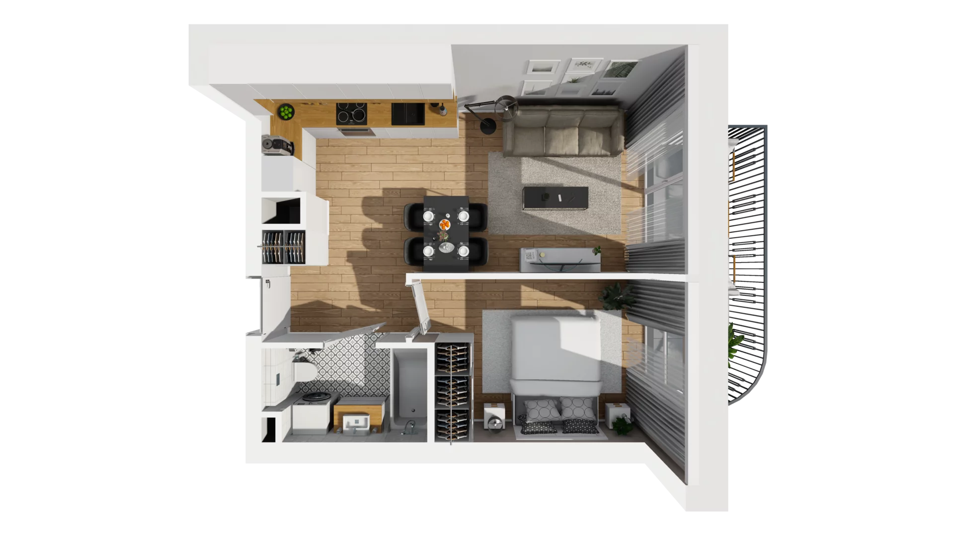 2 pokoje, mieszkanie 38,53 m², piętro 1, oferta nr A/13, Esencja, Gdańsk, Śródmieście, Dolne Miasto, ul. Kamienna Grobla / Jałmużnicza