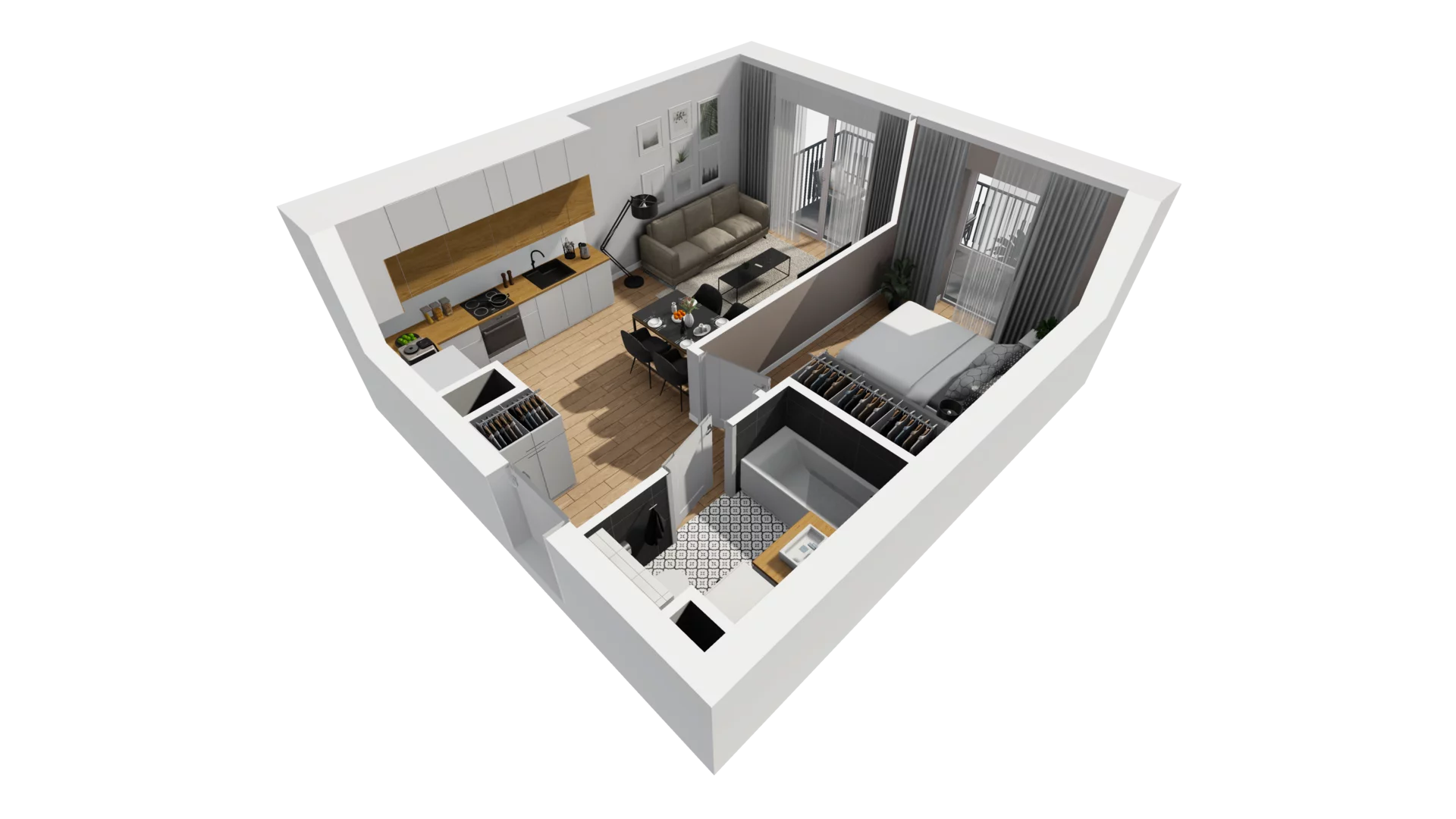 2 pokoje, mieszkanie 38,53 m², piętro 1, oferta nr A/13, Esencja, Gdańsk, Śródmieście, Dolne Miasto, ul. Kamienna Grobla / Jałmużnicza