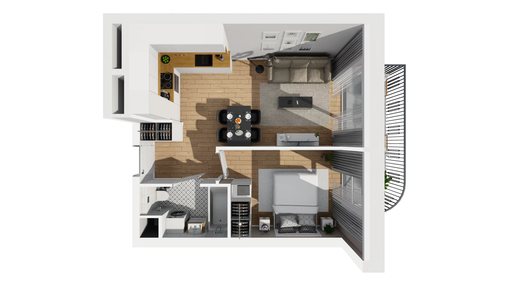 2 pokoje, mieszkanie 38,21 m², piętro 1, oferta nr A/14, Esencja, Gdańsk, Śródmieście, Dolne Miasto, ul. Kamienna Grobla / Jałmużnicza
