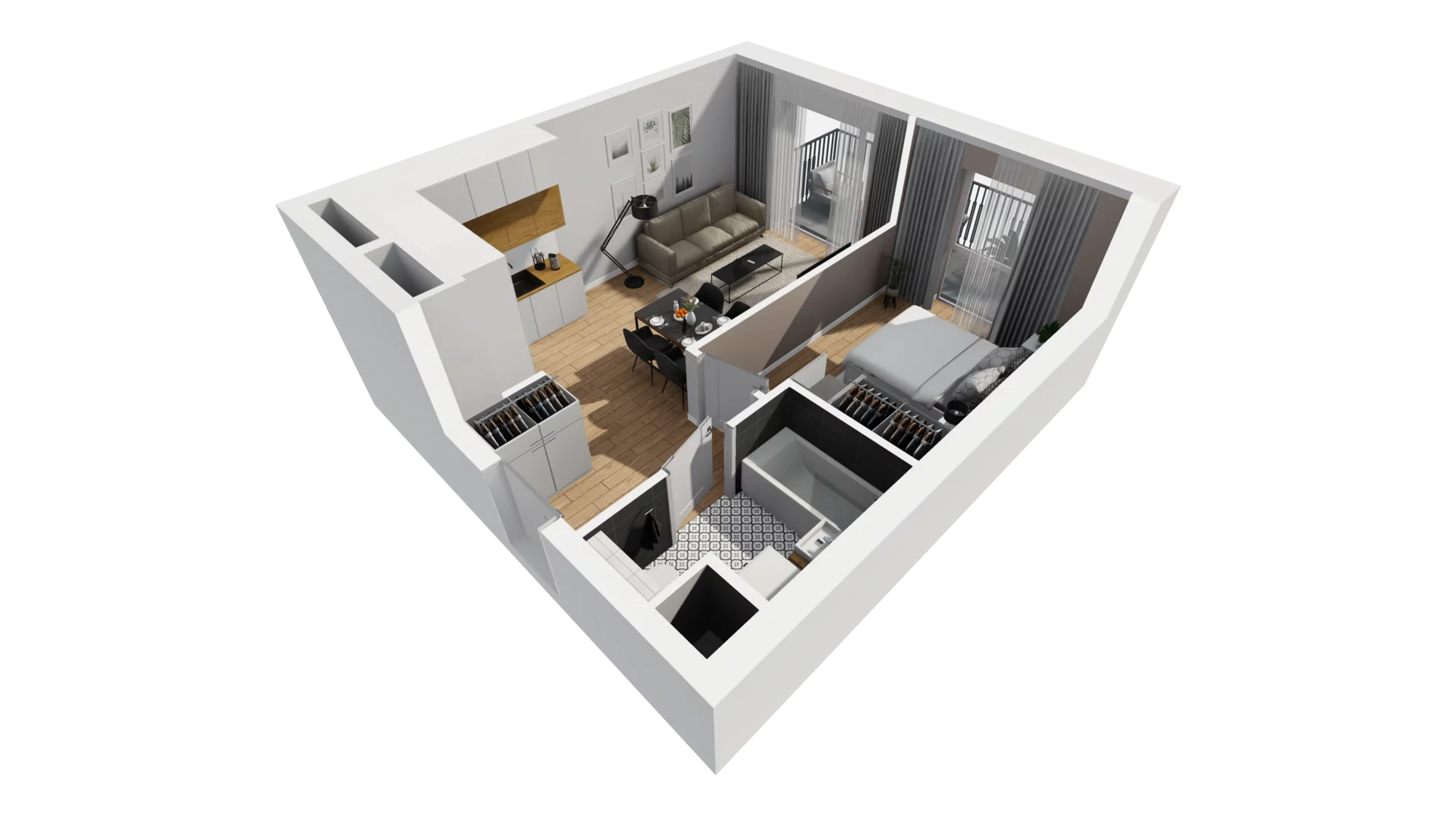 2 pokoje, mieszkanie 38,21 m², piętro 1, oferta nr A/14, Esencja, Gdańsk, Śródmieście, Dolne Miasto, ul. Kamienna Grobla / Jałmużnicza