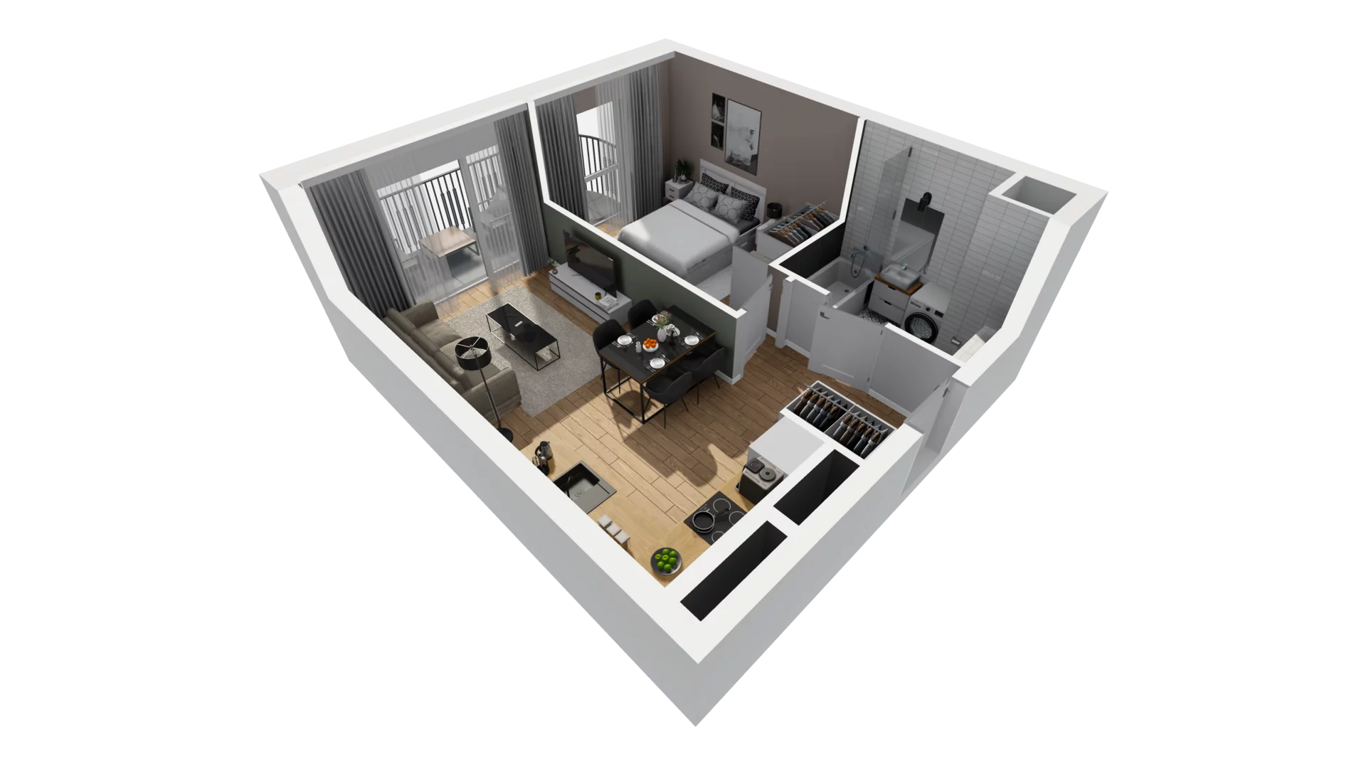 2 pokoje, mieszkanie 38,21 m², piętro 1, oferta nr A/14, Esencja, Gdańsk, Śródmieście, Dolne Miasto, ul. Kamienna Grobla / Jałmużnicza
