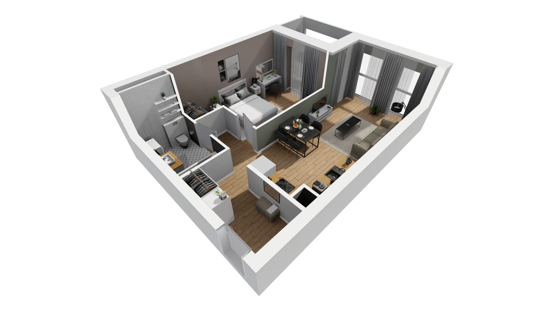 2 pokoje, mieszkanie 47,60 m², piętro 2, oferta nr A/17, Esencja, Gdańsk, Śródmieście, Dolne Miasto, ul. Kamienna Grobla / Jałmużnicza