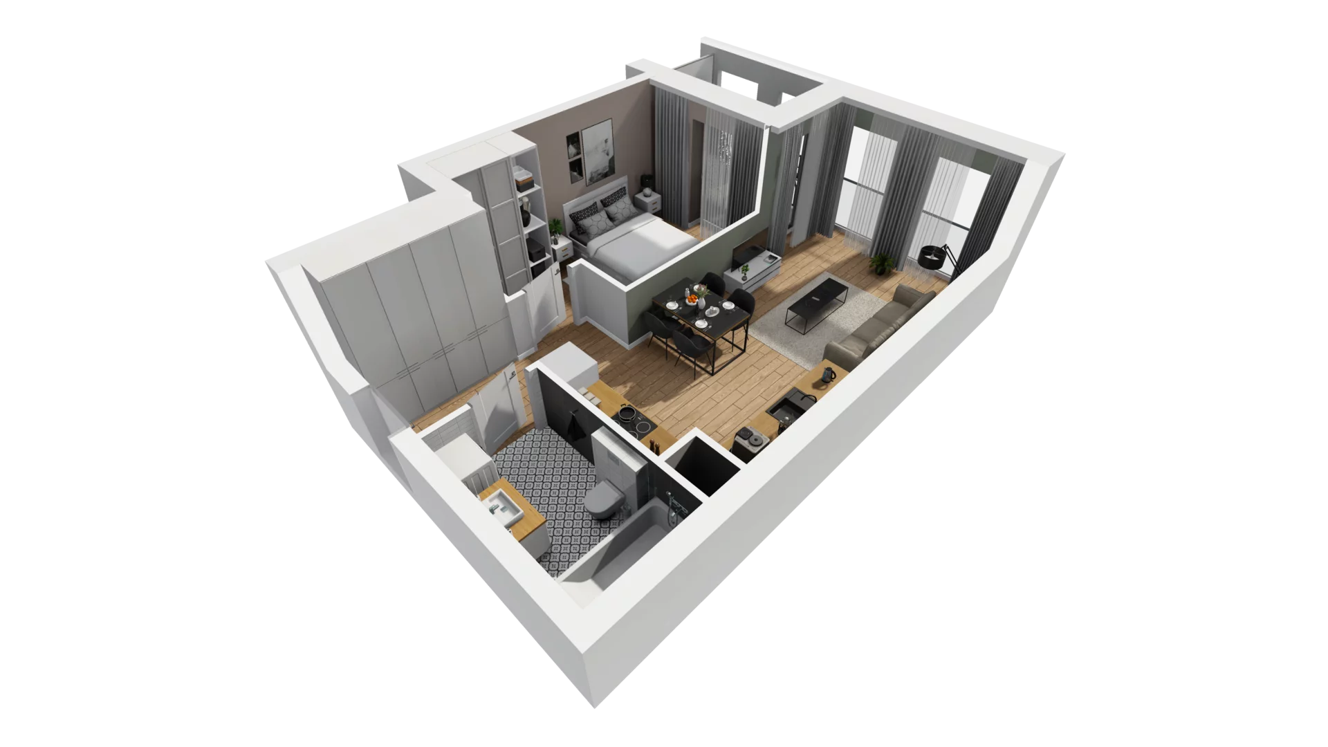 2 pokoje, mieszkanie 43,74 m², piętro 2, oferta nr A/19, Esencja, Gdańsk, Śródmieście, Dolne Miasto, ul. Kamienna Grobla / Jałmużnicza