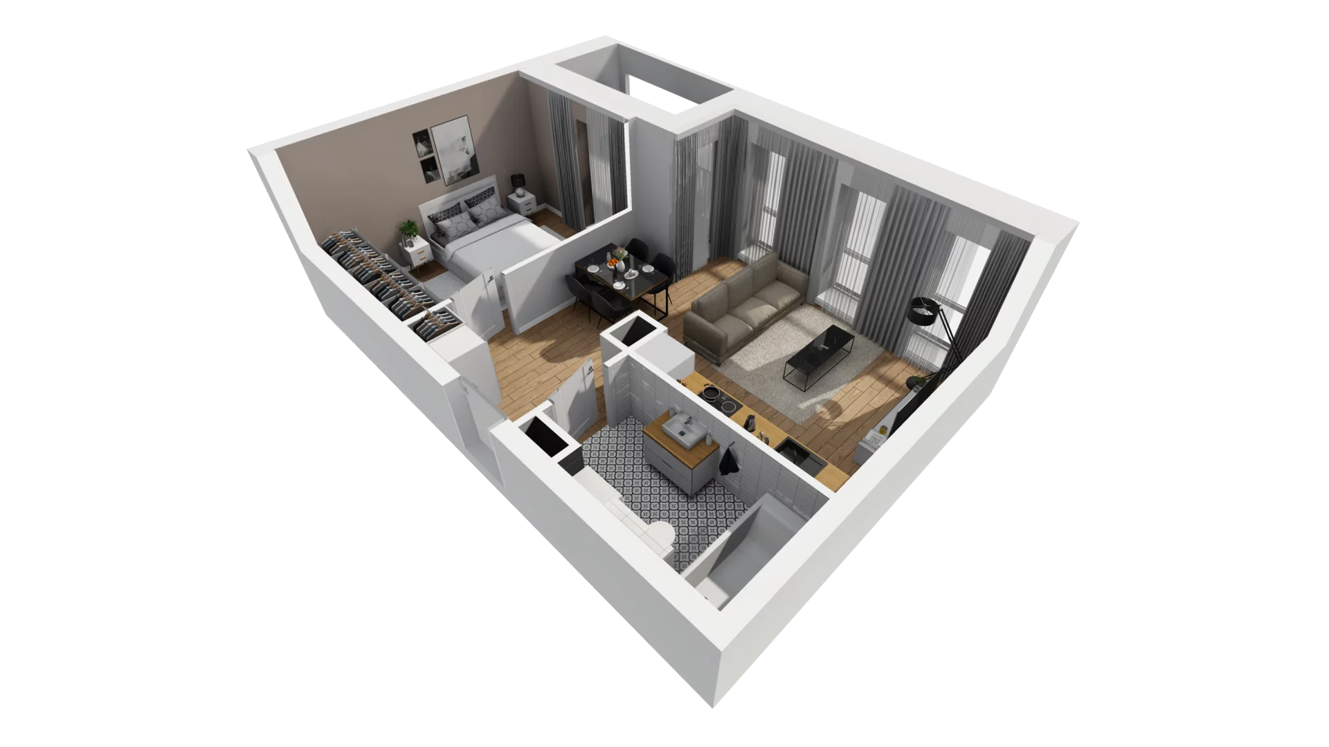 2 pokoje, mieszkanie 41,54 m², piętro 2, oferta nr A/22, Esencja, Gdańsk, Śródmieście, Dolne Miasto, ul. Kamienna Grobla / Jałmużnicza
