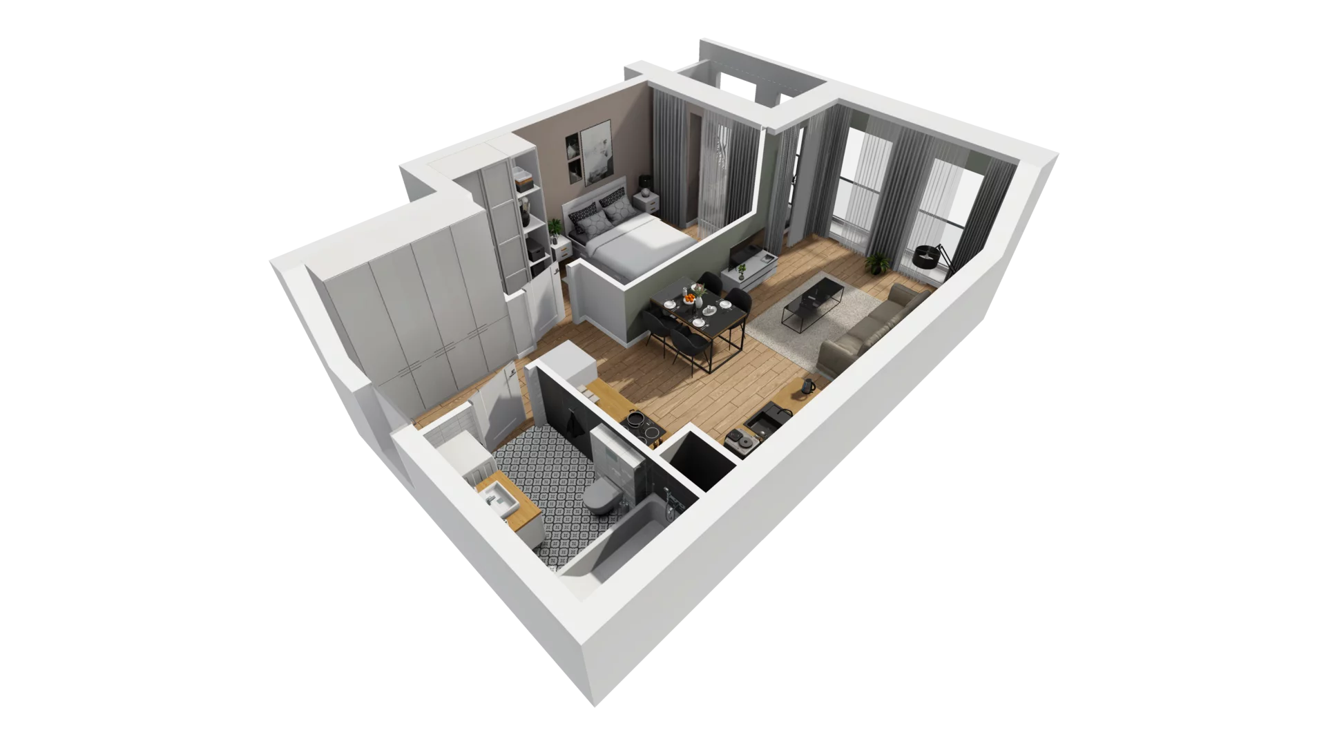 2 pokoje, mieszkanie 43,69 m², piętro 4, oferta nr A/47, Esencja, Gdańsk, Śródmieście, Dolne Miasto, ul. Kamienna Grobla / Jałmużnicza