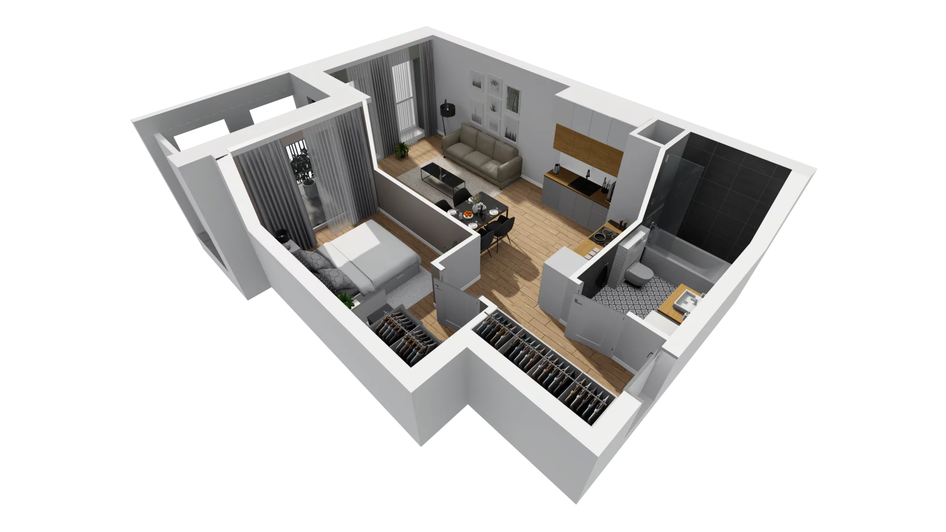2 pokoje, mieszkanie 43,69 m², piętro 4, oferta nr A/47, Esencja, Gdańsk, Śródmieście, Dolne Miasto, ul. Kamienna Grobla / Jałmużnicza