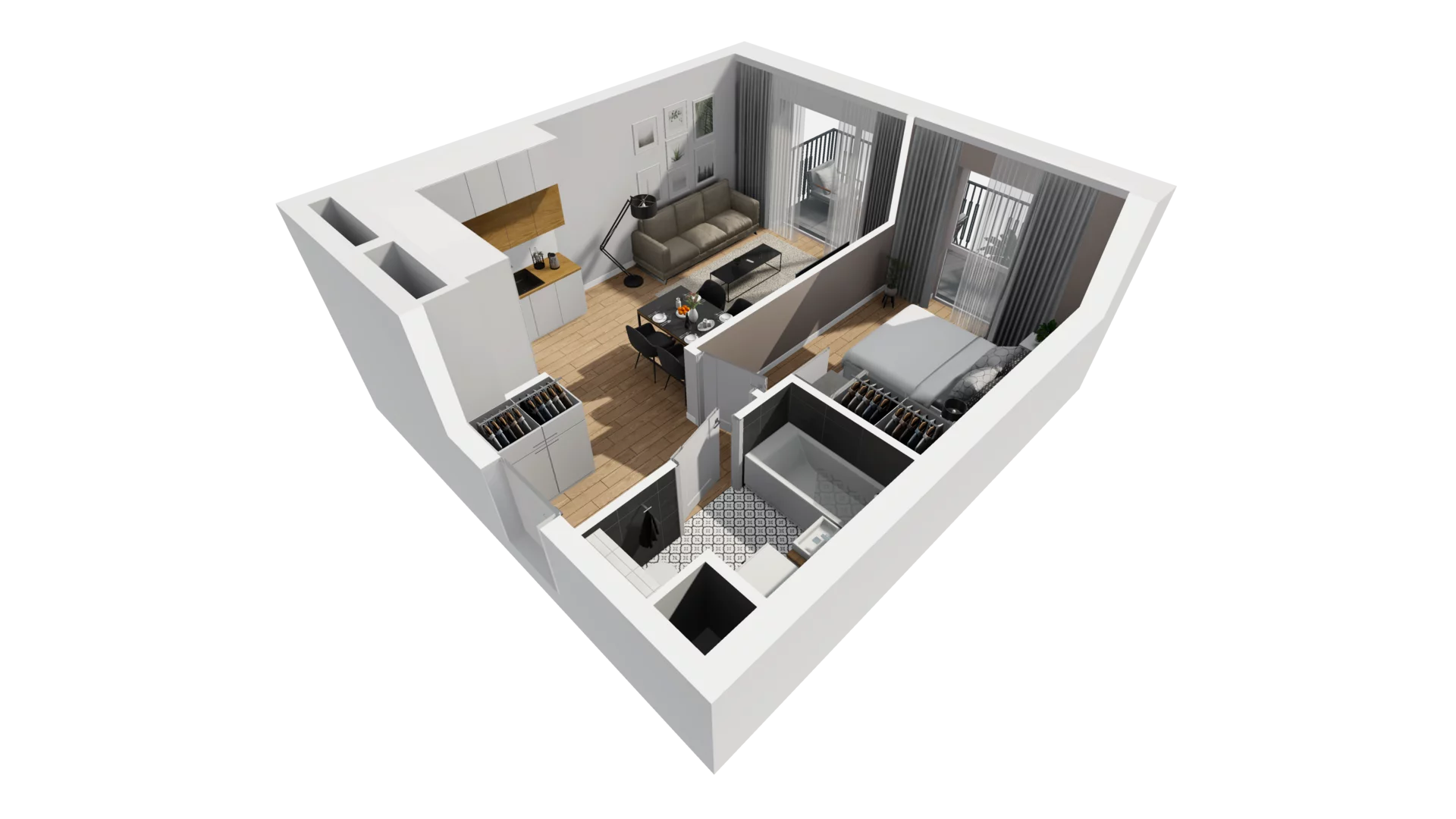 2 pokoje, mieszkanie 38,17 m², piętro 4, oferta nr A/55, Esencja, Gdańsk, Śródmieście, Dolne Miasto, ul. Kamienna Grobla / Jałmużnicza