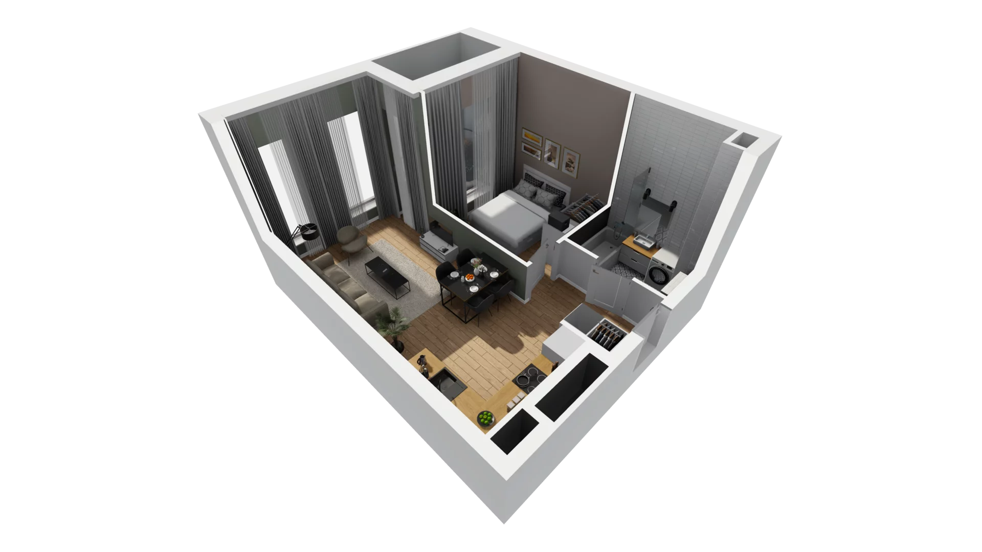 2 pokoje, mieszkanie 41,90 m², parter, oferta nr A/61, Esencja, Gdańsk, Śródmieście, Dolne Miasto, ul. Kamienna Grobla / Jałmużnicza