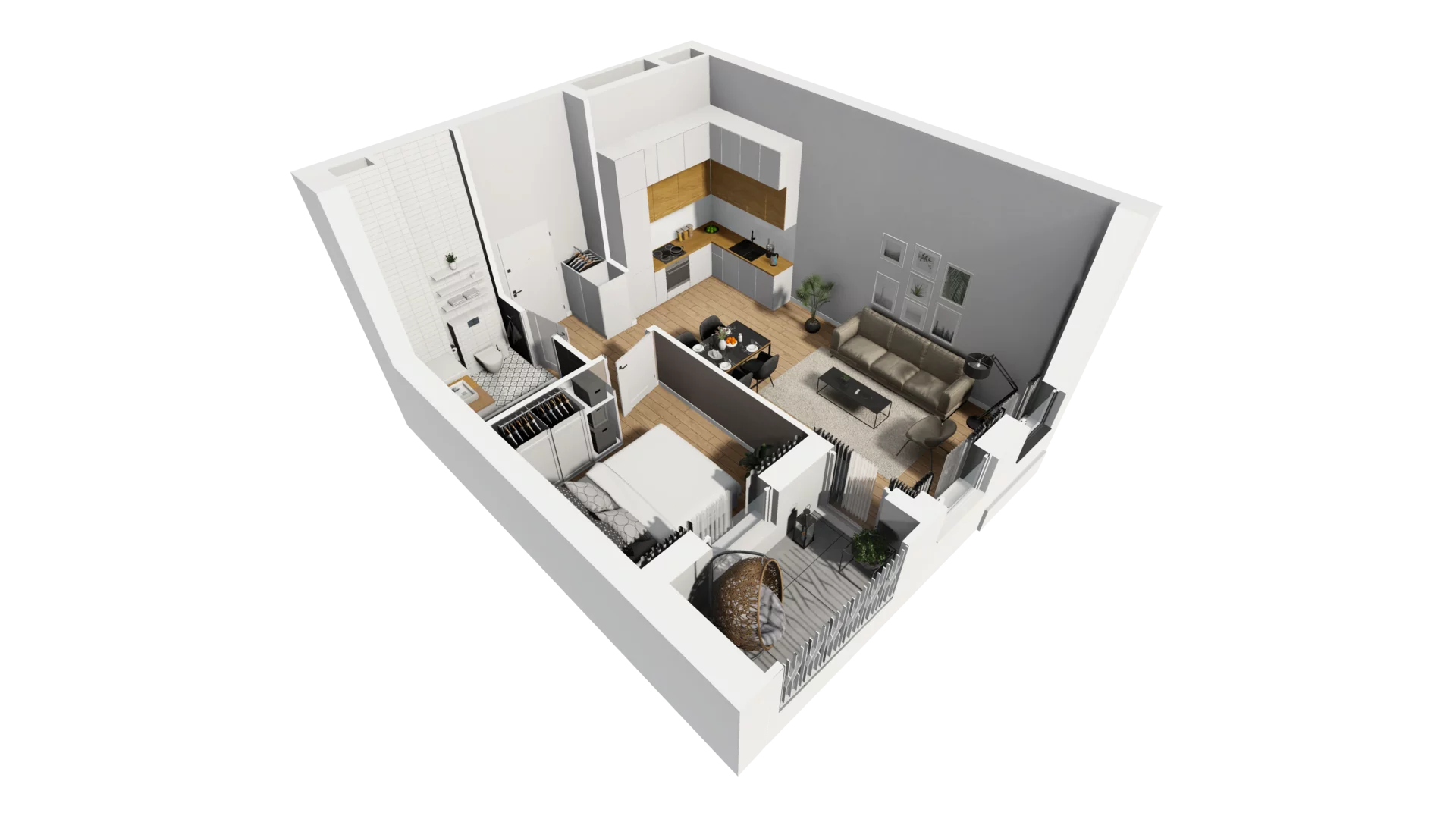 2 pokoje, mieszkanie 41,90 m², parter, oferta nr A/61, Esencja, Gdańsk, Śródmieście, Dolne Miasto, ul. Kamienna Grobla / Jałmużnicza