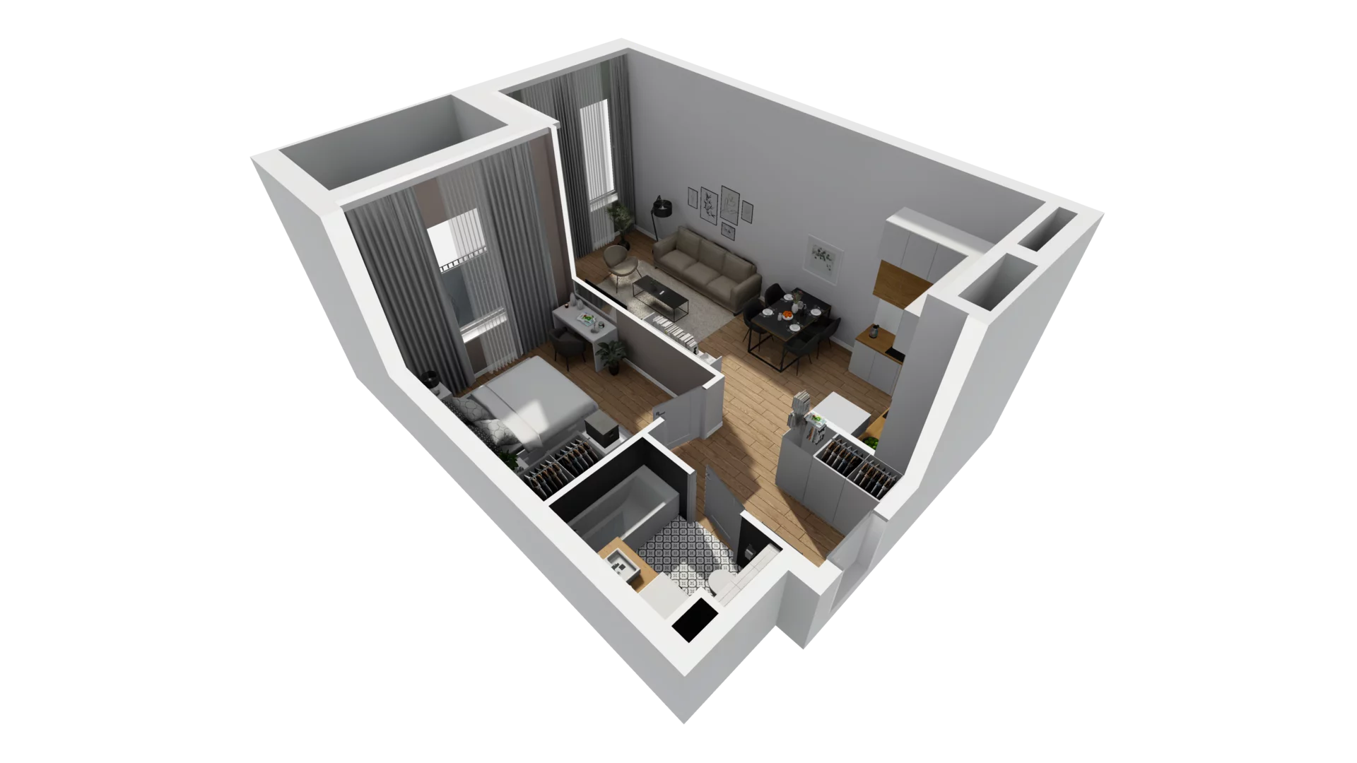 2 pokoje, mieszkanie 48,06 m², parter, oferta nr A/64, Esencja, Gdańsk, Śródmieście, Dolne Miasto, ul. Kamienna Grobla / Jałmużnicza