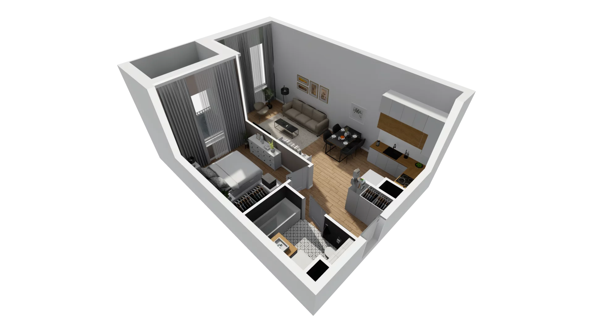 2 pokoje, mieszkanie 47,12 m², parter, oferta nr A/65, Esencja, Gdańsk, Śródmieście, Dolne Miasto, ul. Kamienna Grobla / Jałmużnicza