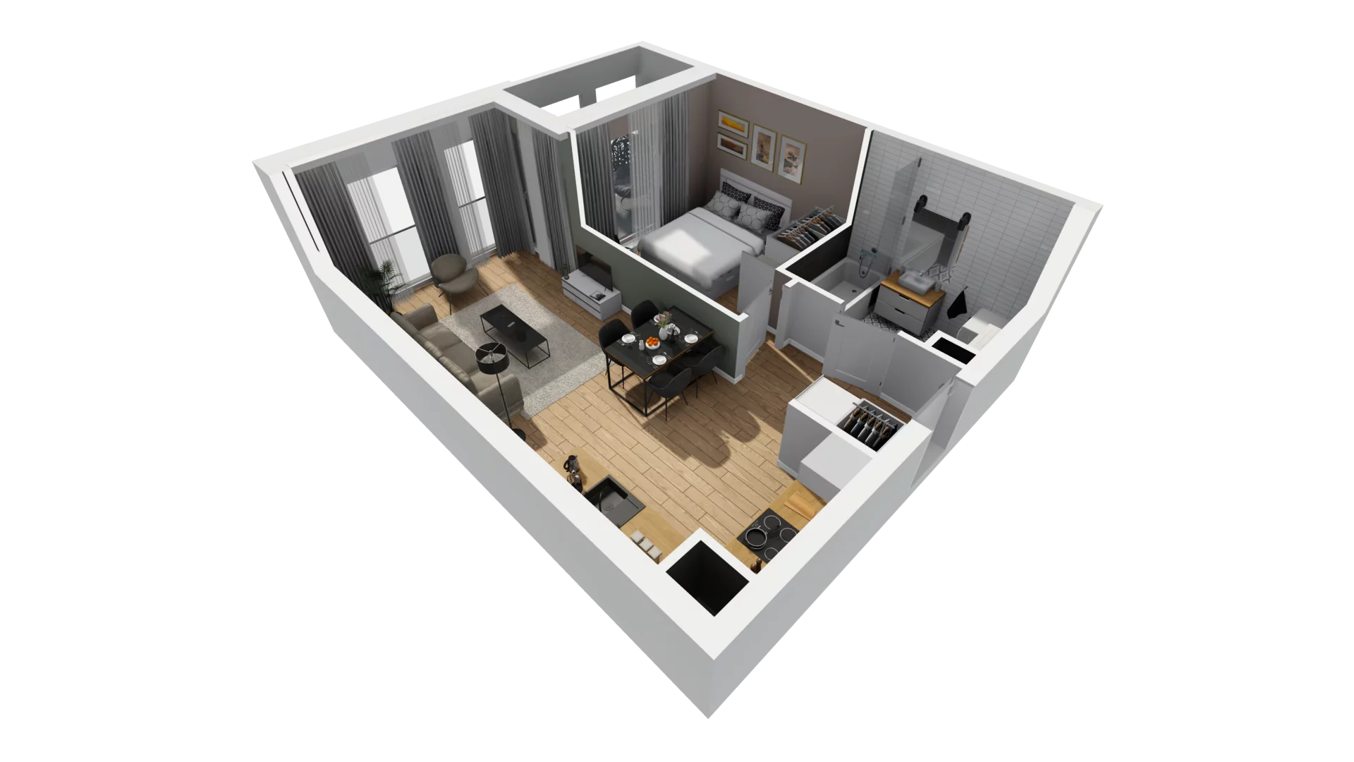 2 pokoje, mieszkanie 42,73 m², piętro 1, oferta nr A/68, Esencja, Gdańsk, Śródmieście, Dolne Miasto, ul. Kamienna Grobla / Jałmużnicza