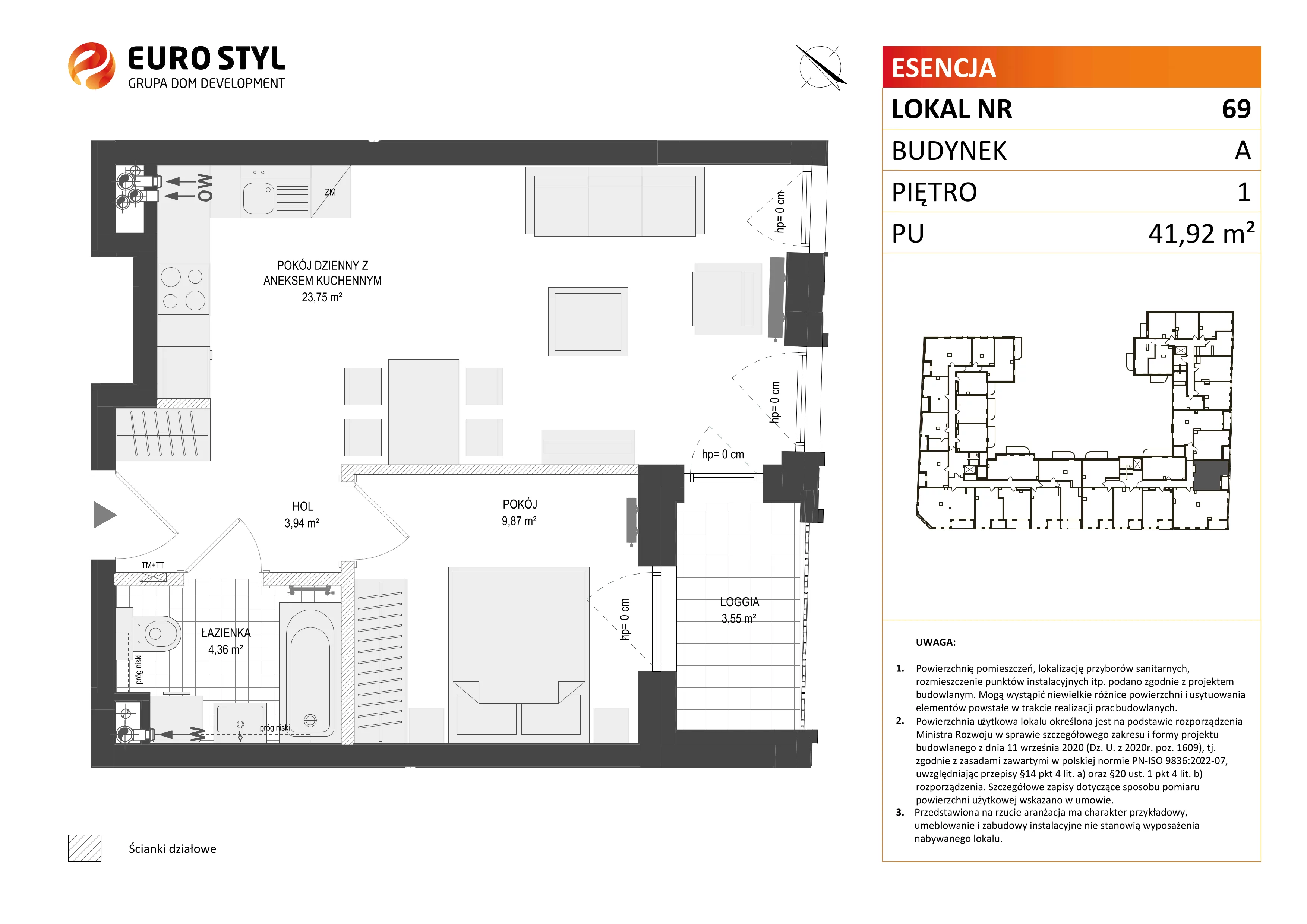 2 pokoje, mieszkanie 41,92 m², piętro 1, oferta nr A/69, Esencja, Gdańsk, Śródmieście, Dolne Miasto, ul. Kamienna Grobla / Jałmużnicza