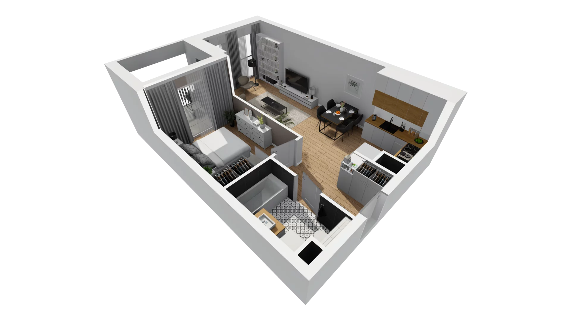 2 pokoje, mieszkanie 47,10 m², piętro 1, oferta nr A/72, Esencja, Gdańsk, Śródmieście, Dolne Miasto, ul. Kamienna Grobla / Jałmużnicza
