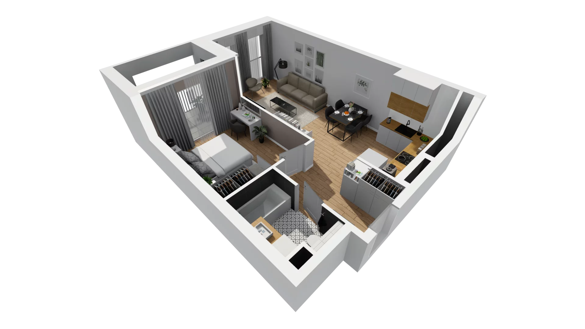 2 pokoje, mieszkanie 48,03 m², piętro 2, oferta nr A/80, Esencja, Gdańsk, Śródmieście, Dolne Miasto, ul. Kamienna Grobla / Jałmużnicza