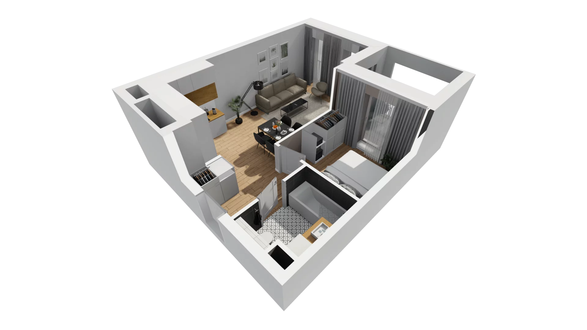 2 pokoje, mieszkanie 40,34 m², piętro 3, oferta nr A/87, Esencja, Gdańsk, Śródmieście, Dolne Miasto, ul. Kamienna Grobla / Jałmużnicza