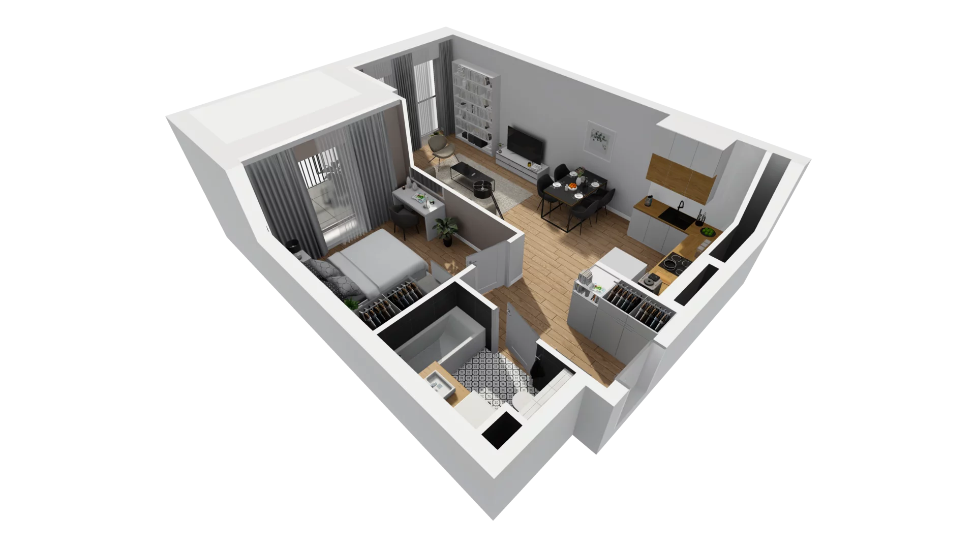 2 pokoje, mieszkanie 46,81 m², piętro 3, oferta nr A/89, Esencja, Gdańsk, Śródmieście, Dolne Miasto, ul. Kamienna Grobla / Jałmużnicza