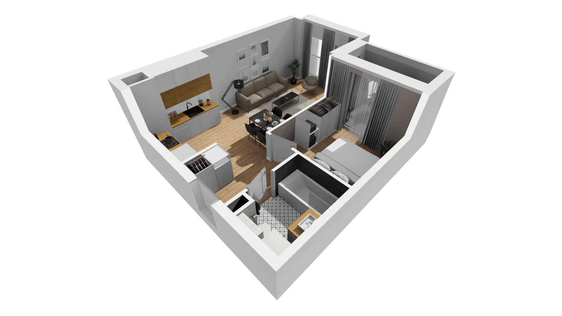 2 pokoje, mieszkanie 40,82 m², piętro 4, oferta nr A/95, Esencja, Gdańsk, Śródmieście, Dolne Miasto, ul. Kamienna Grobla / Jałmużnicza