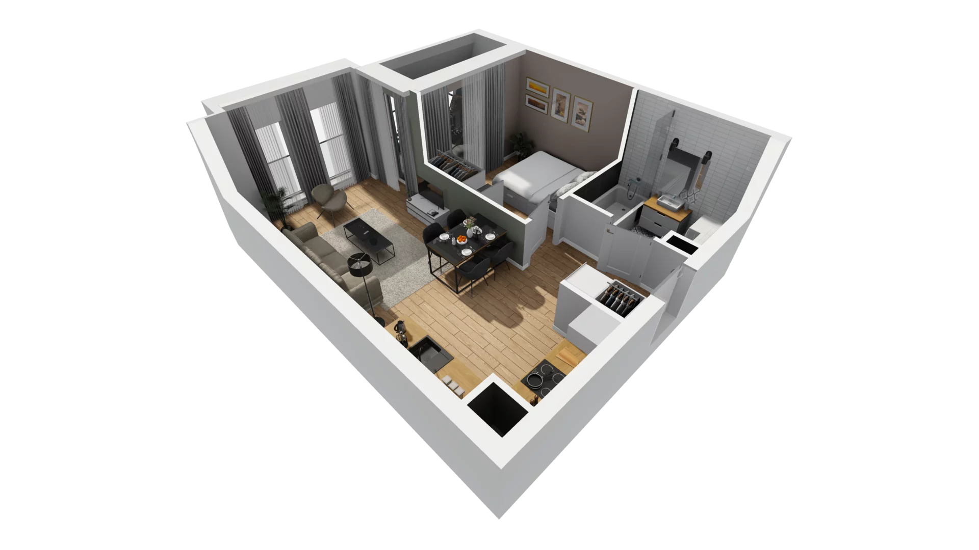 2 pokoje, mieszkanie 40,82 m², piętro 4, oferta nr A/95, Esencja, Gdańsk, Śródmieście, Dolne Miasto, ul. Kamienna Grobla / Jałmużnicza