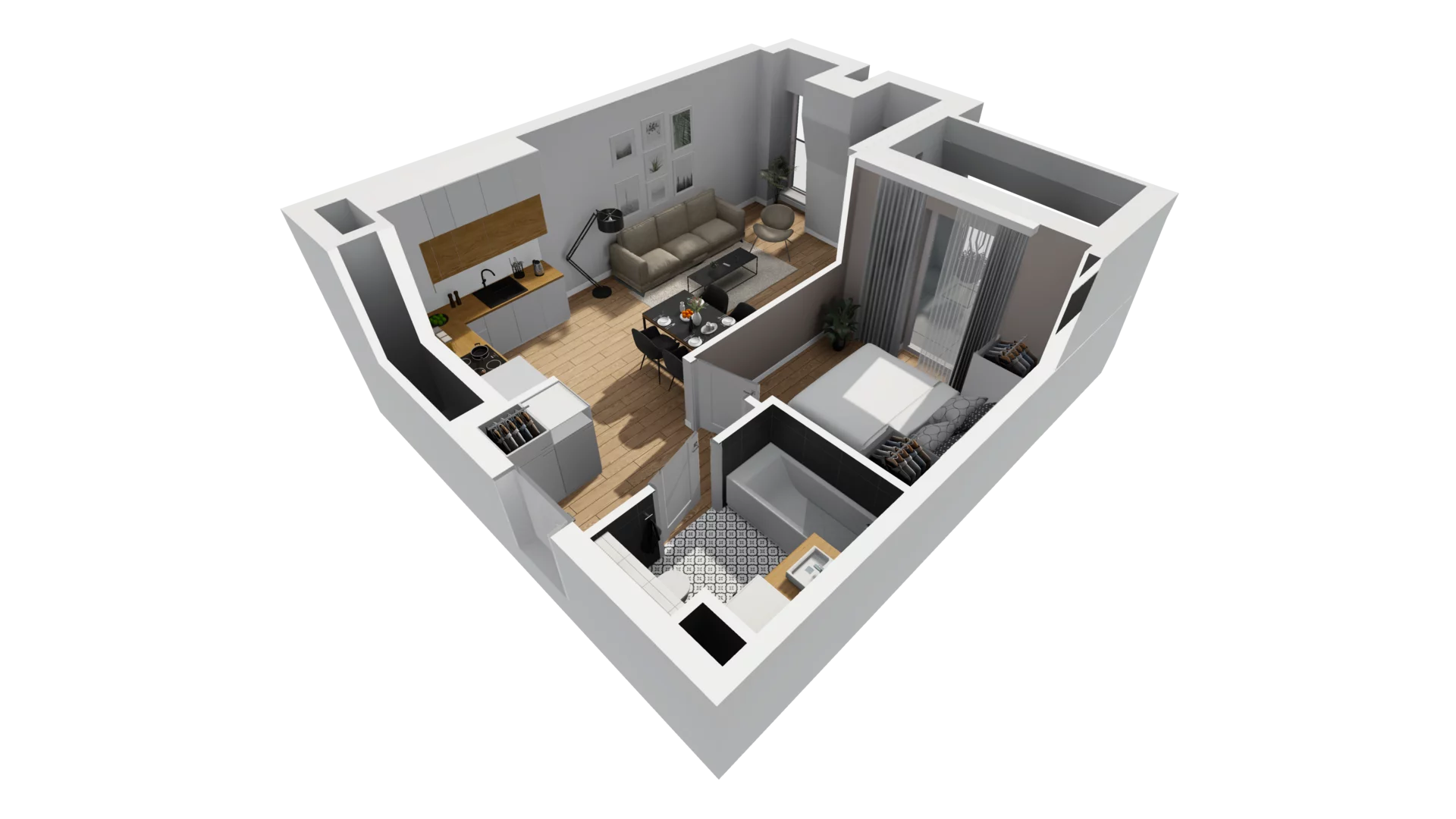 2 pokoje, mieszkanie 39,72 m², piętro 4, oferta nr A/96, Esencja, Gdańsk, Śródmieście, Dolne Miasto, ul. Kamienna Grobla / Jałmużnicza