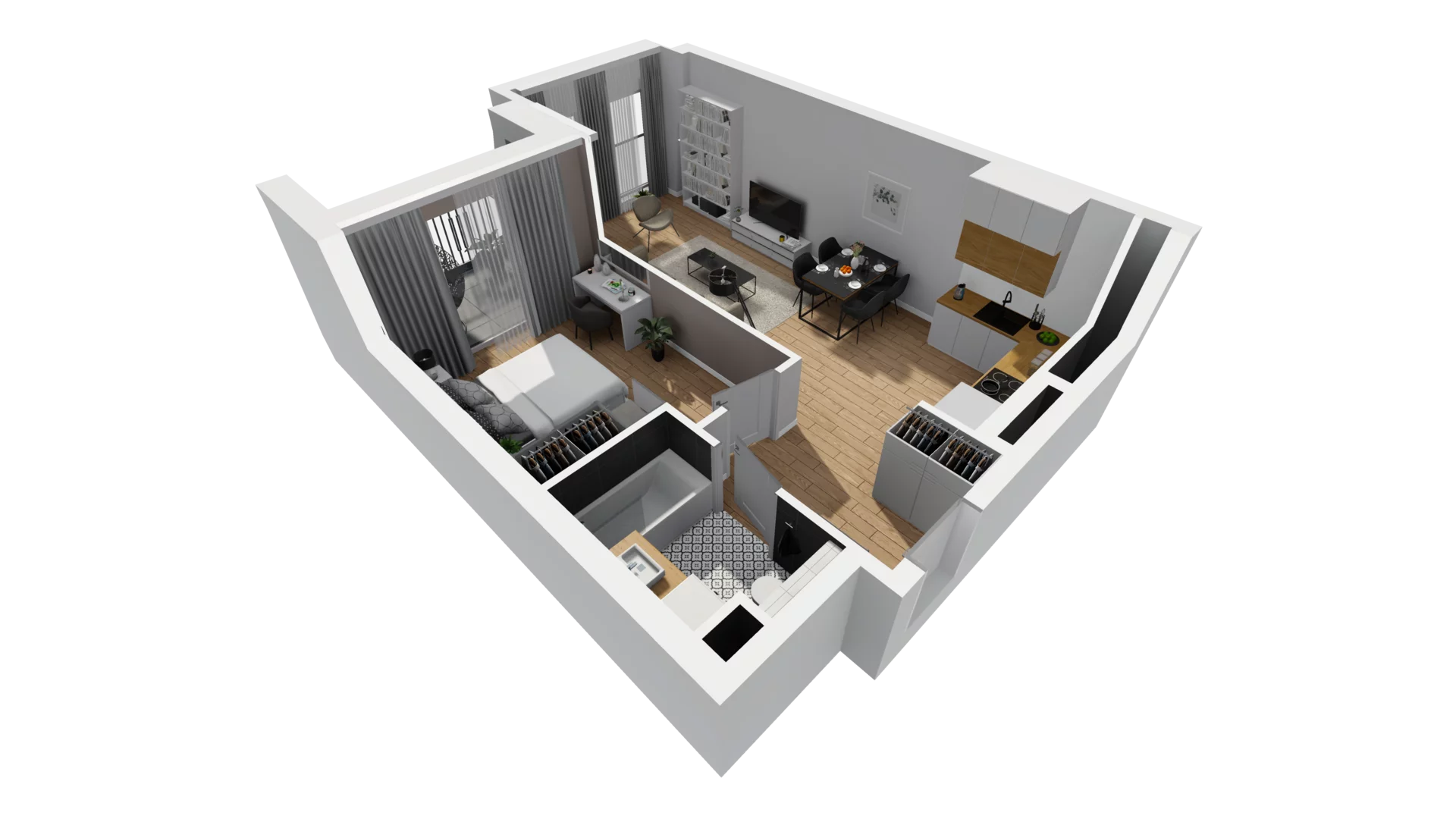 2 pokoje, mieszkanie 46,64 m², piętro 4, oferta nr A/98, Esencja, Gdańsk, Śródmieście, Dolne Miasto, ul. Kamienna Grobla / Jałmużnicza