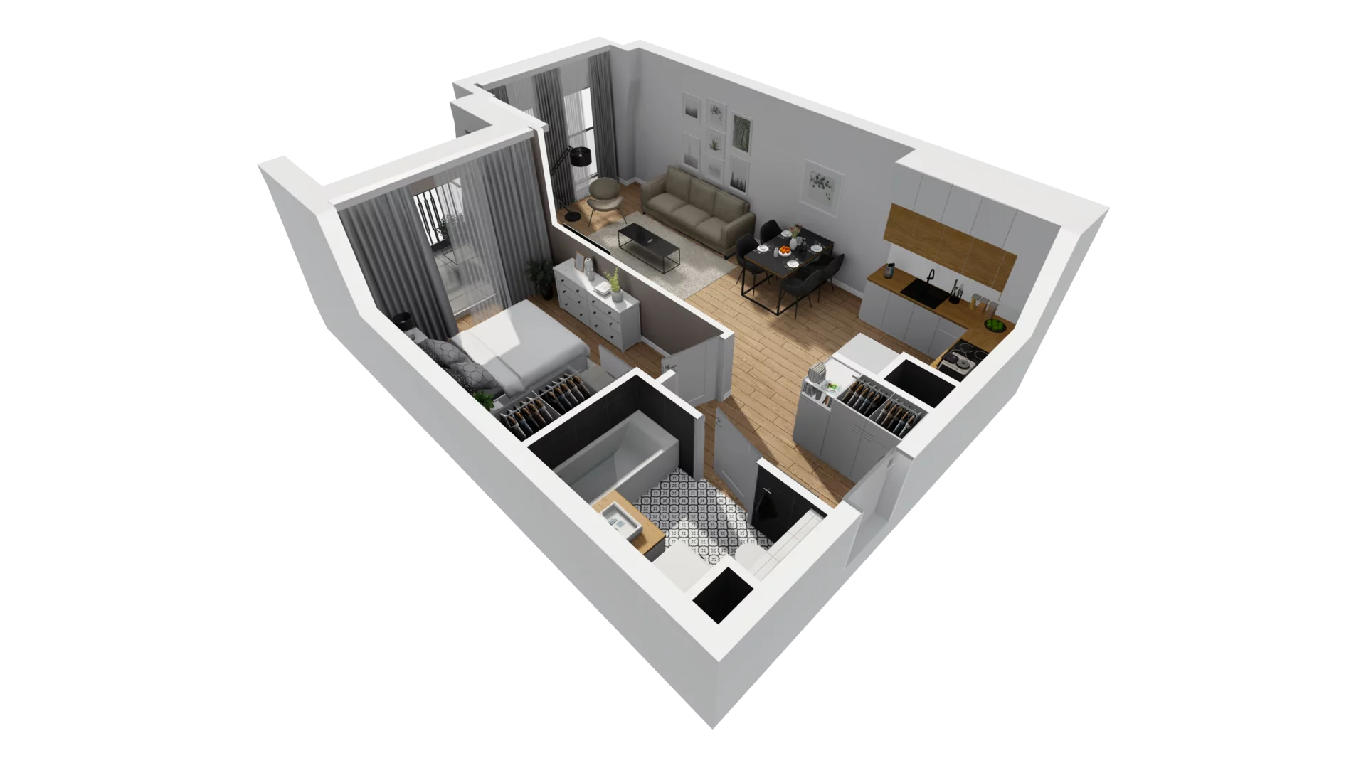2 pokoje, mieszkanie 45,68 m², piętro 4, oferta nr A/99, Esencja, Gdańsk, Śródmieście, Dolne Miasto, ul. Kamienna Grobla / Jałmużnicza