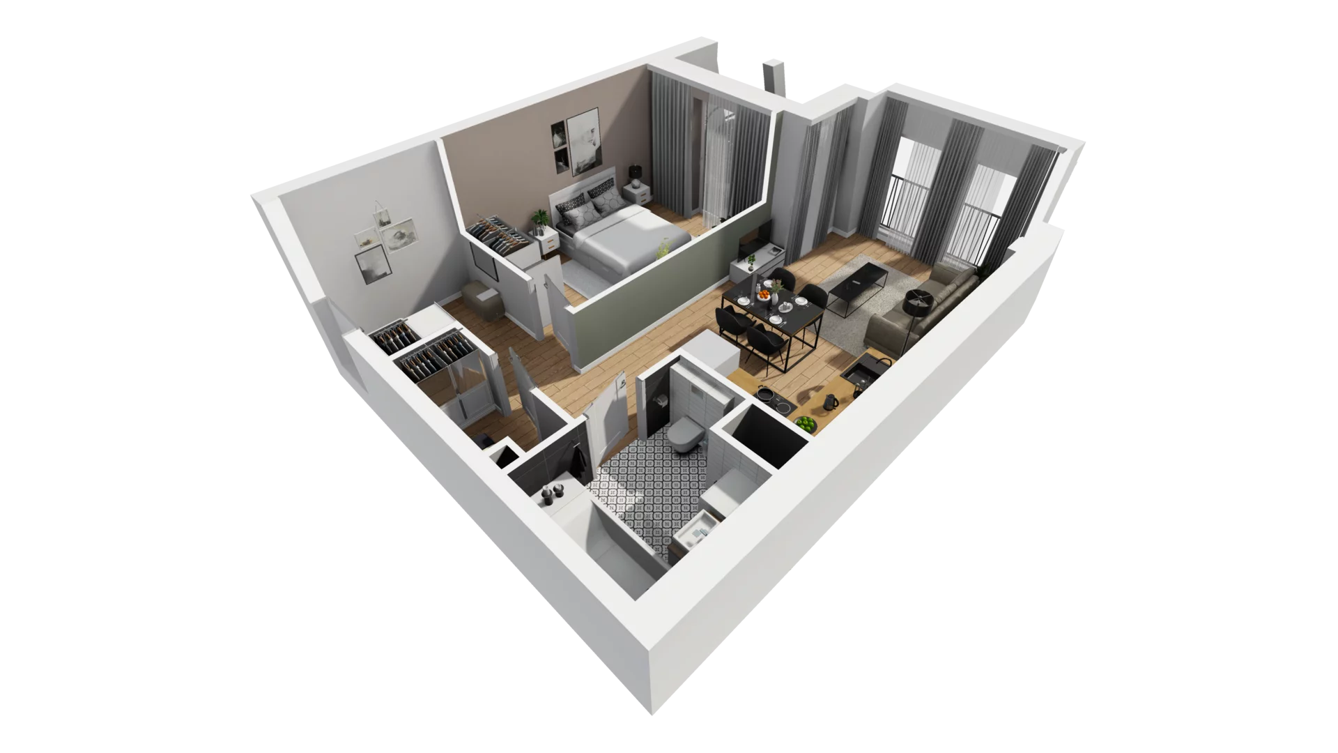 2 pokoje, mieszkanie 48,28 m², piętro 4, oferta nr A/100, Esencja, Gdańsk, Śródmieście, Dolne Miasto, ul. Kamienna Grobla / Jałmużnicza
