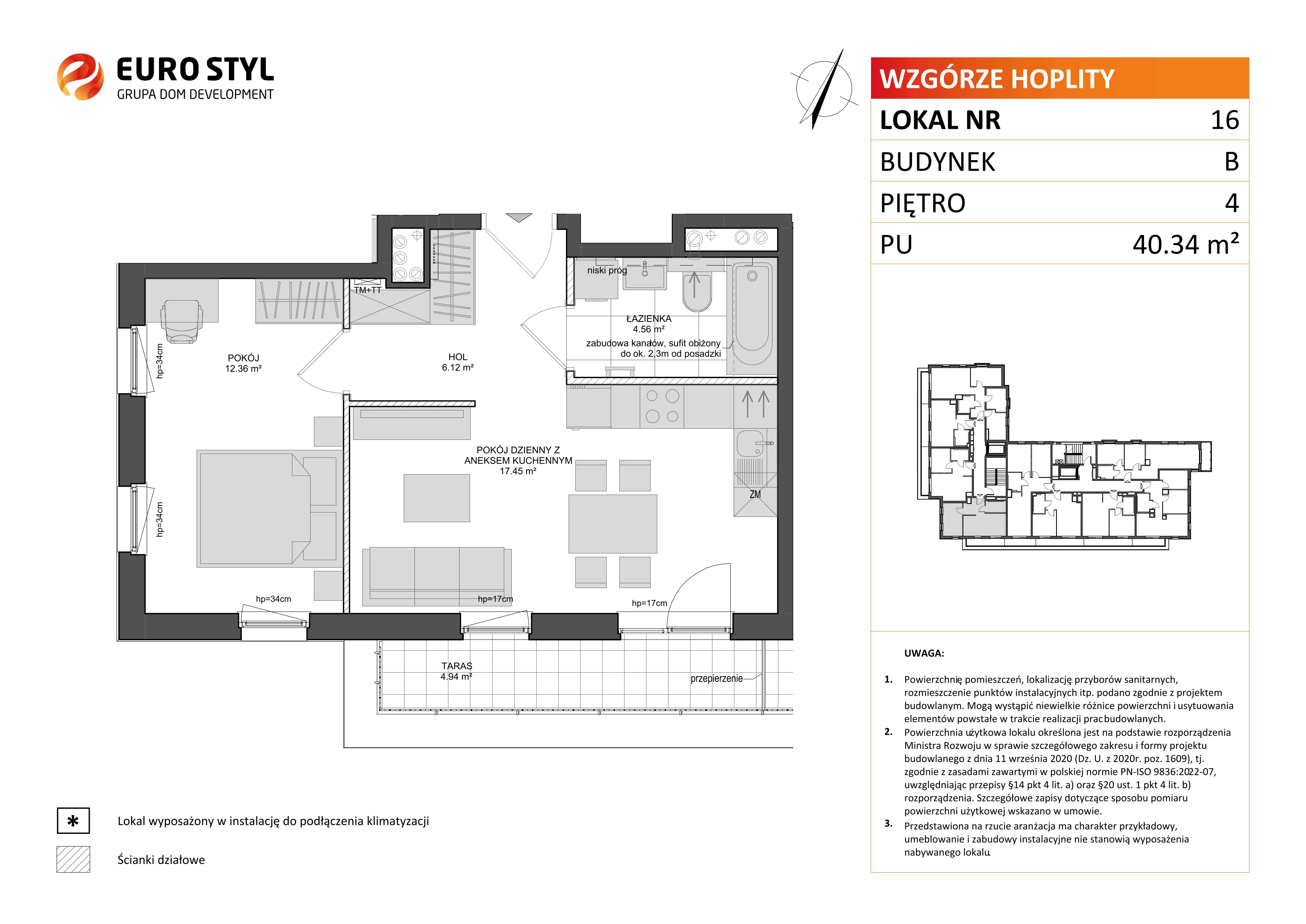 Mieszkanie 40,49 m², piętro 4, oferta nr B/16, Wzgórze Hoplity etap II, Gdańsk, Ujeścisko-Łostowice, Ujeścisko, ul. Kartuska