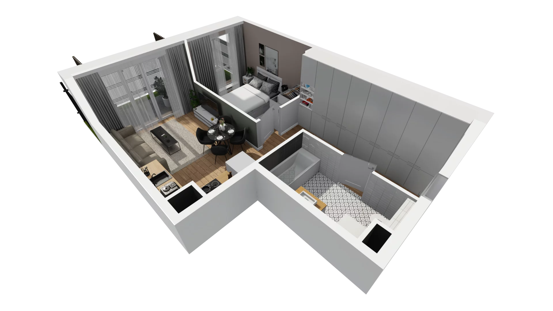 2 pokoje, mieszkanie 39,70 m², parter, oferta nr E/2, Osiedle Synteza bud. E, F, Gdańsk, Piecki-Migowo, Morena, ul. Lema