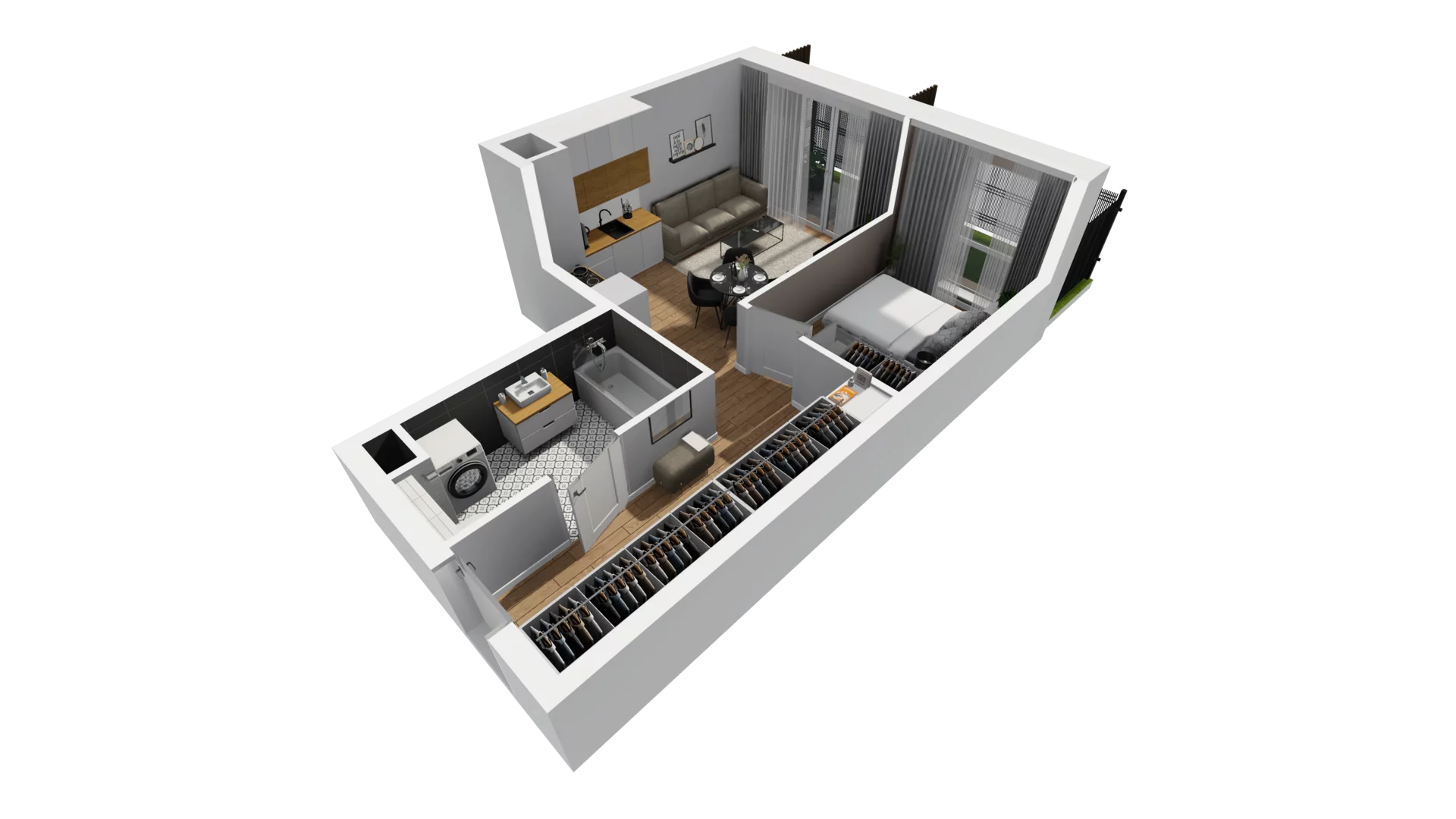 2 pokoje, mieszkanie 39,70 m², parter, oferta nr E/2, Osiedle Synteza bud. E, F, Gdańsk, Piecki-Migowo, Morena, ul. Lema