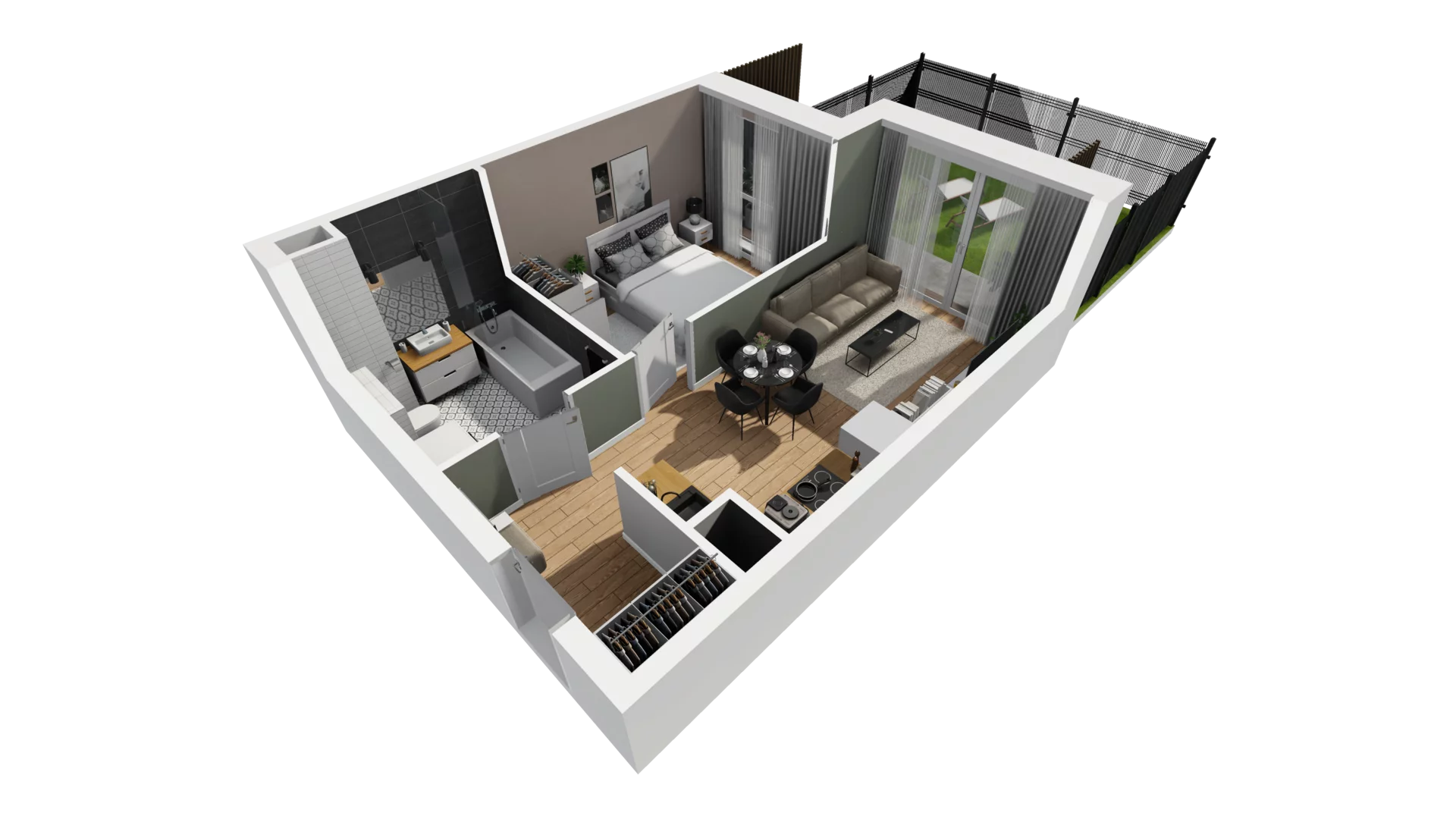 2 pokoje, mieszkanie 37,04 m², parter, oferta nr E/7, Osiedle Synteza bud. E, F, Gdańsk, Piecki-Migowo, Morena, ul. Lema