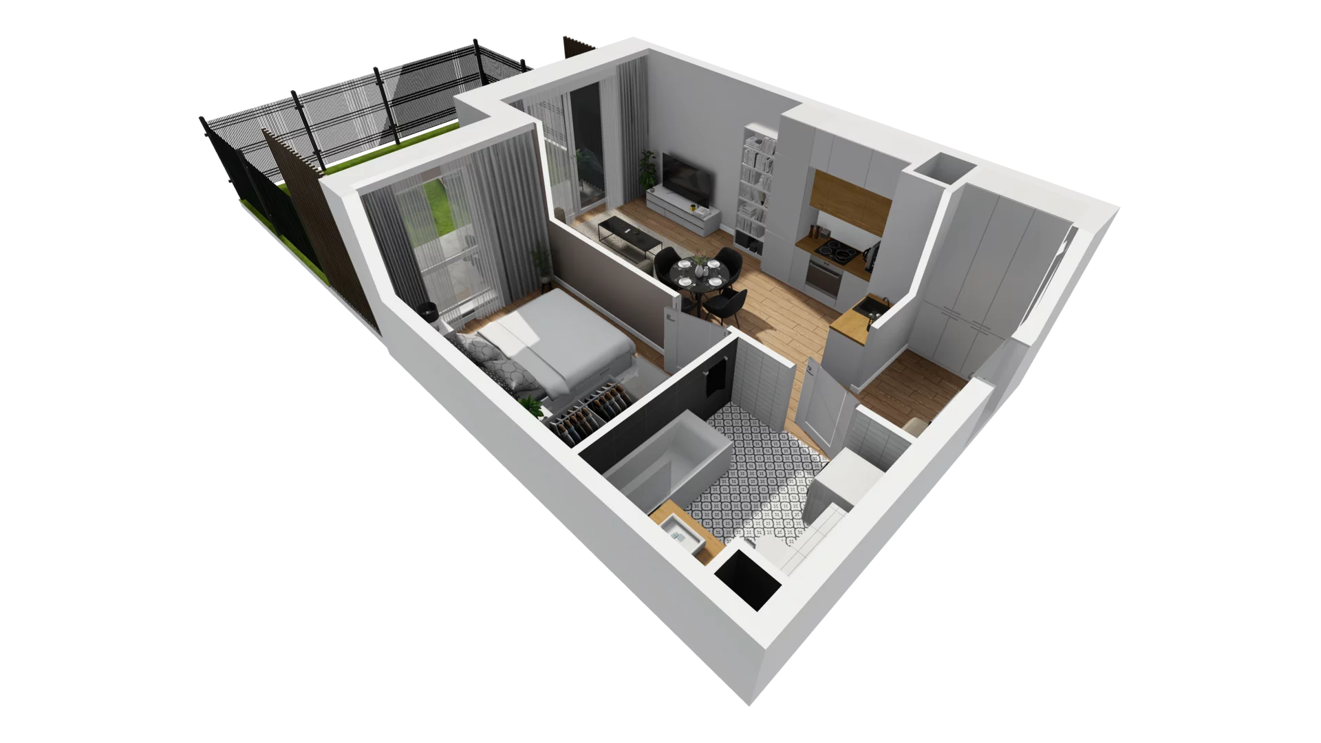 2 pokoje, mieszkanie 37,04 m², parter, oferta nr E/7, Osiedle Synteza bud. E, F, Gdańsk, Piecki-Migowo, Morena, ul. Lema