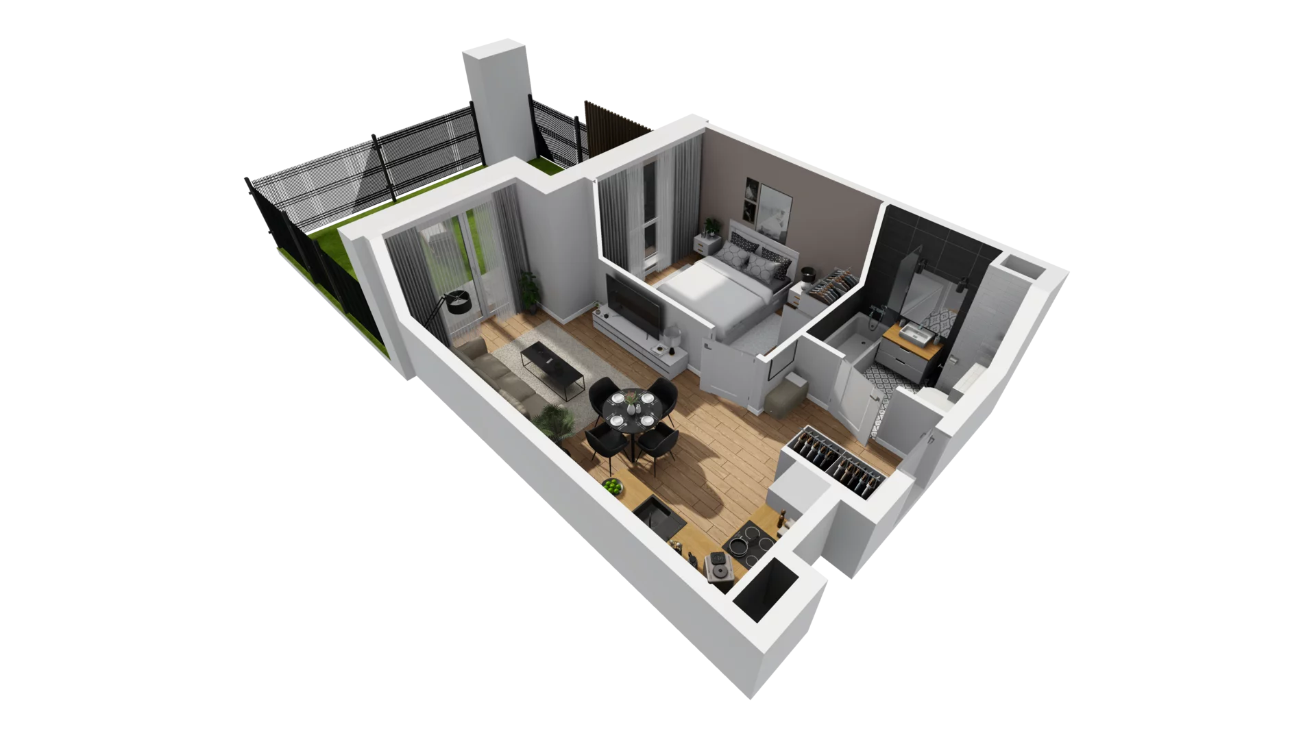 2 pokoje, mieszkanie 38,09 m², parter, oferta nr E/8, Osiedle Synteza bud. E, F, Gdańsk, Piecki-Migowo, Morena, ul. Lema